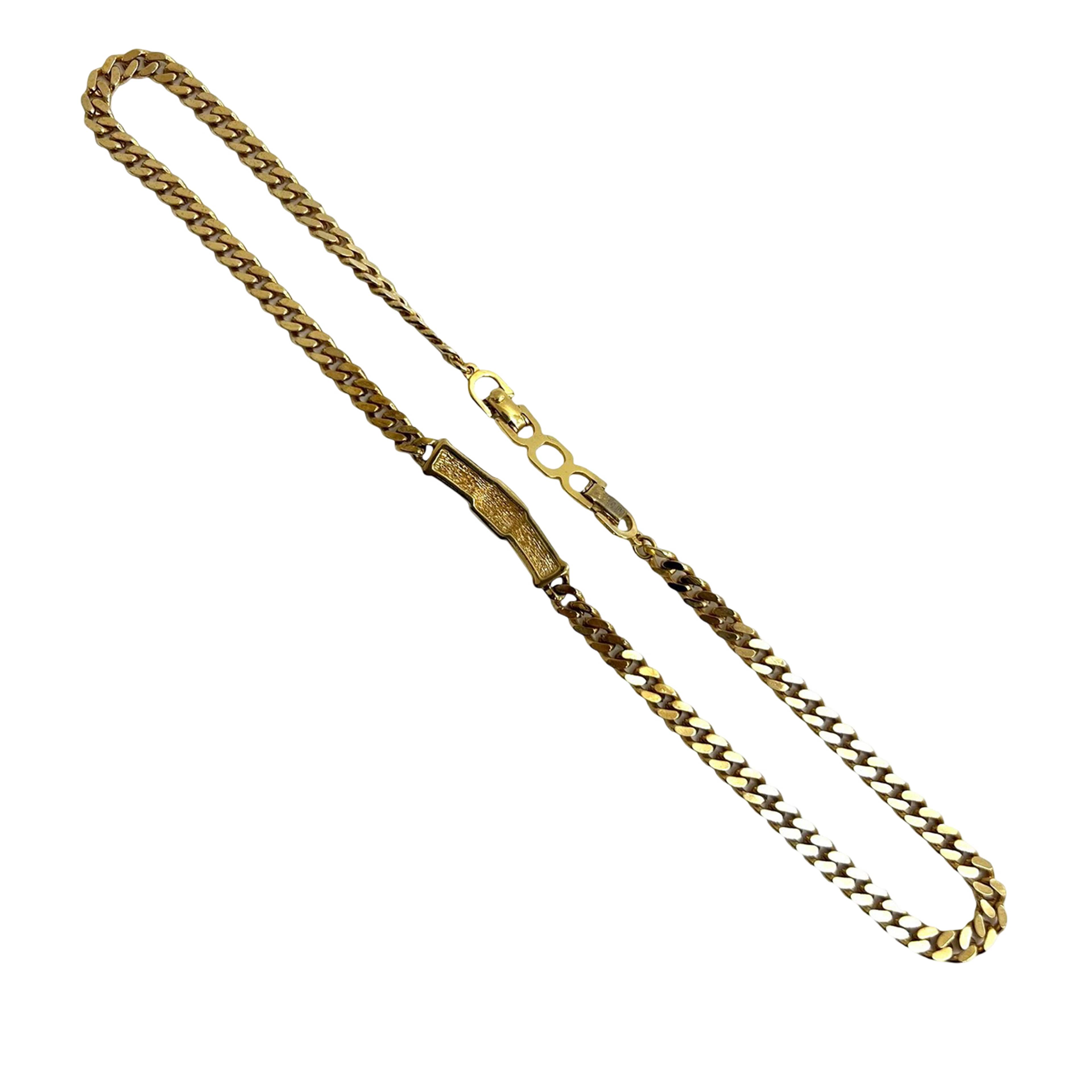 Dior Gold Plated Cd Logo Rhinestone Cuban Chain Link Necklace, från Luxclusif, i färgen gold. Klicka för att öppna bilden i stort format