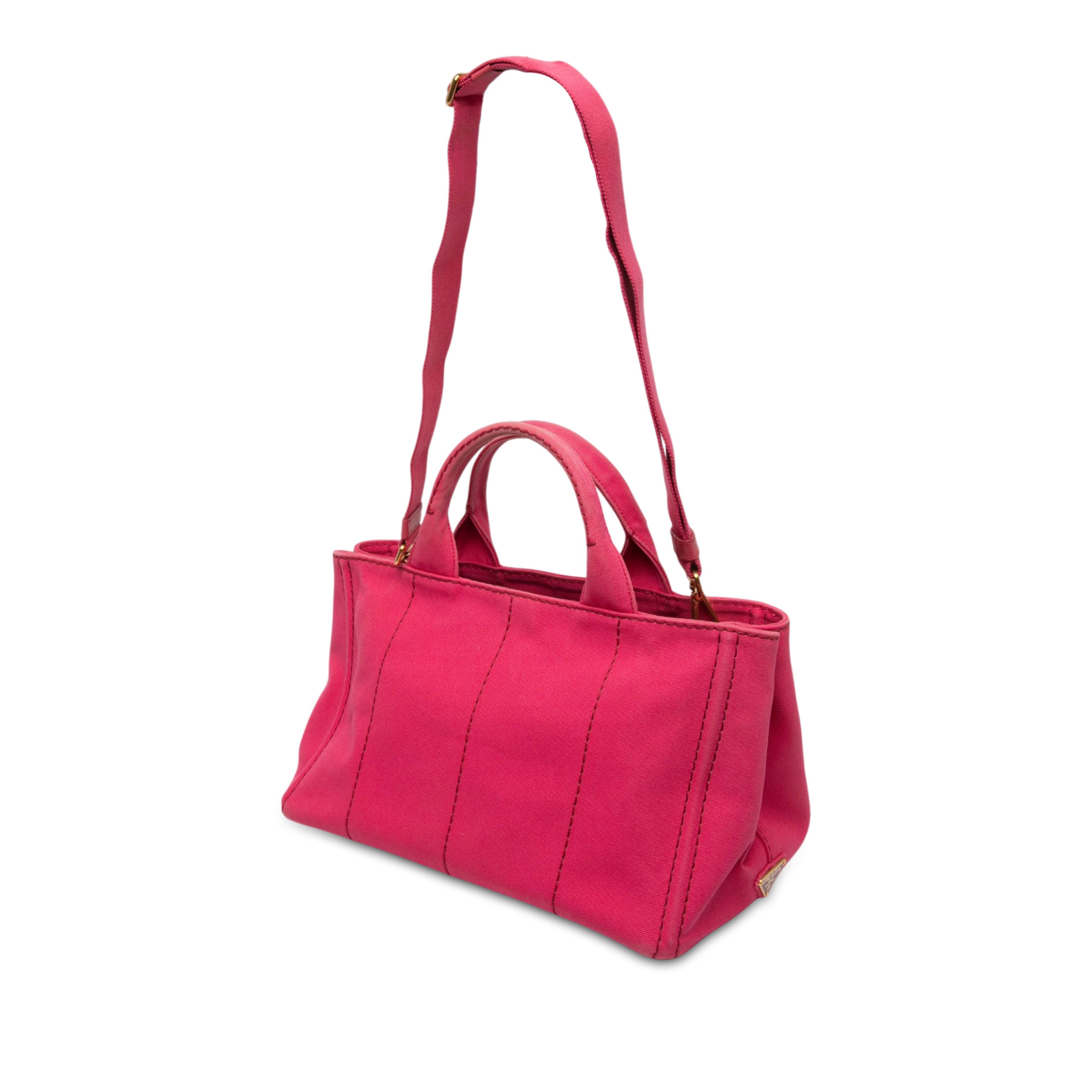 Prada Canvas Canapa Logo Tote, från Luxclusif, i färgen rosa. Klicka för att öppna bilden i stort format