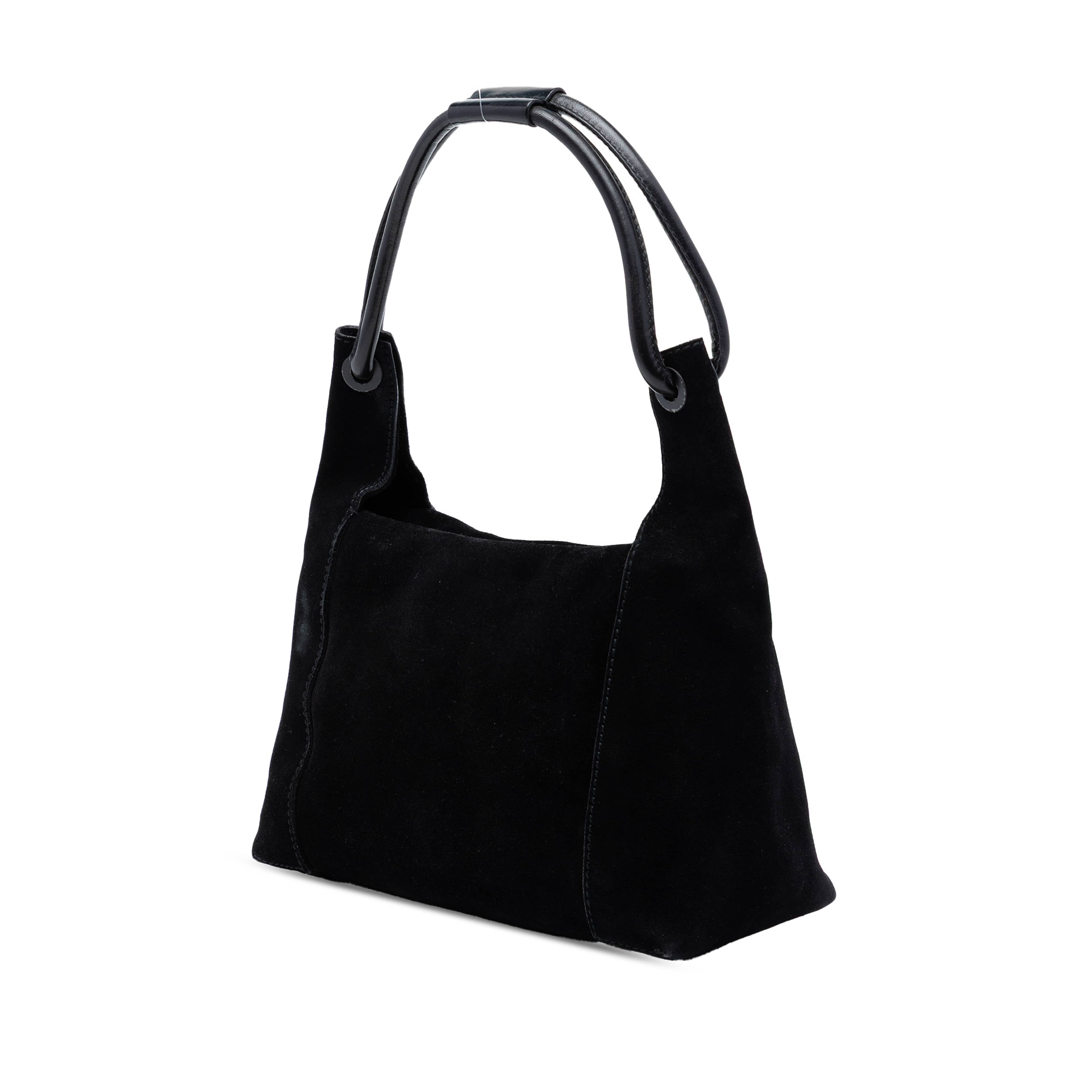Gucci Suede Handbag, från Luxclusif, i färgen svart. Klicka för att öppna bilden i stort format