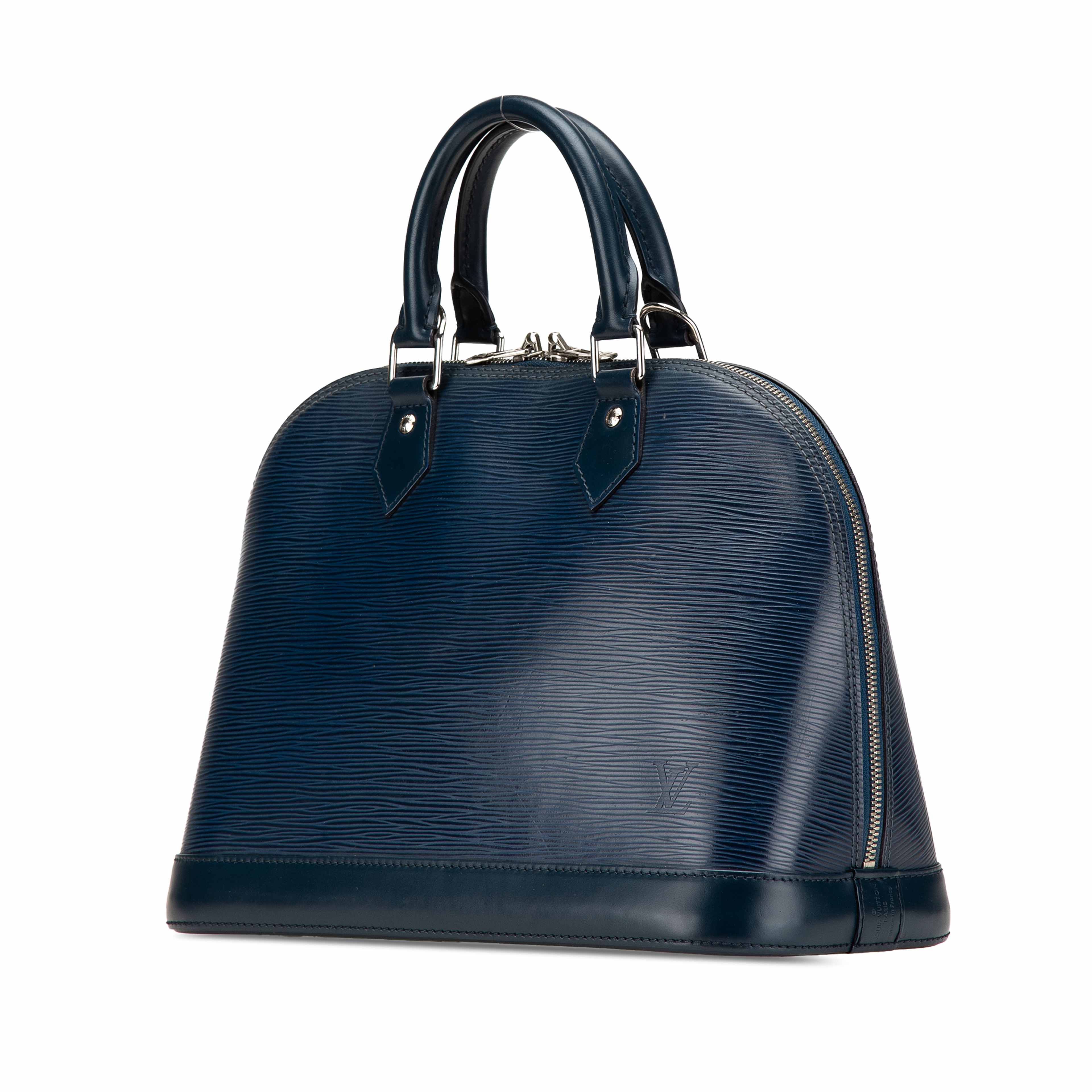 Louis Vuitton Epi Alma Pm, från Luxclusif, i färgen navy.