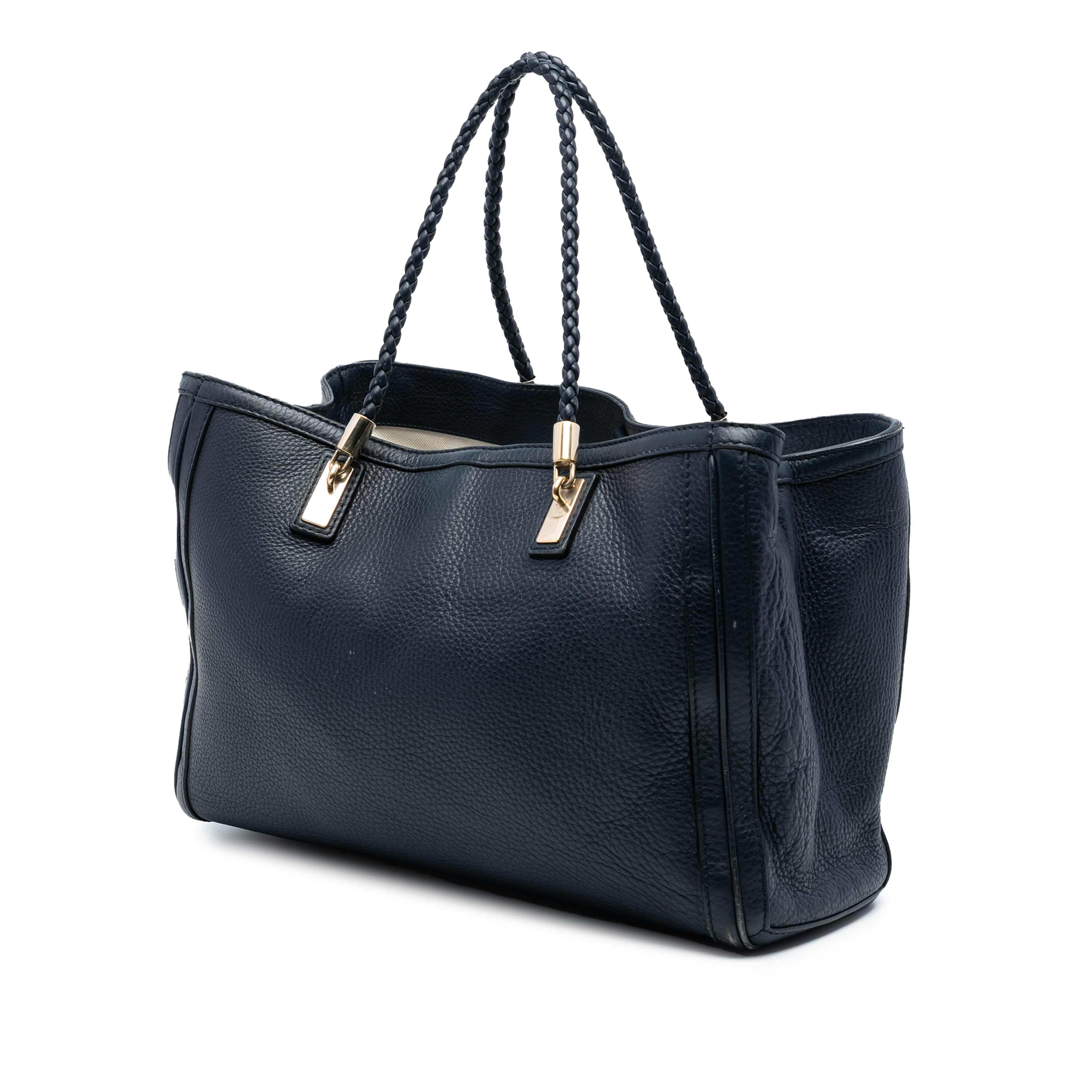 Gucci Medium Leather Bella Tote, från Luxclusif, i färgen navy. Klicka för att öppna bilden i stort format