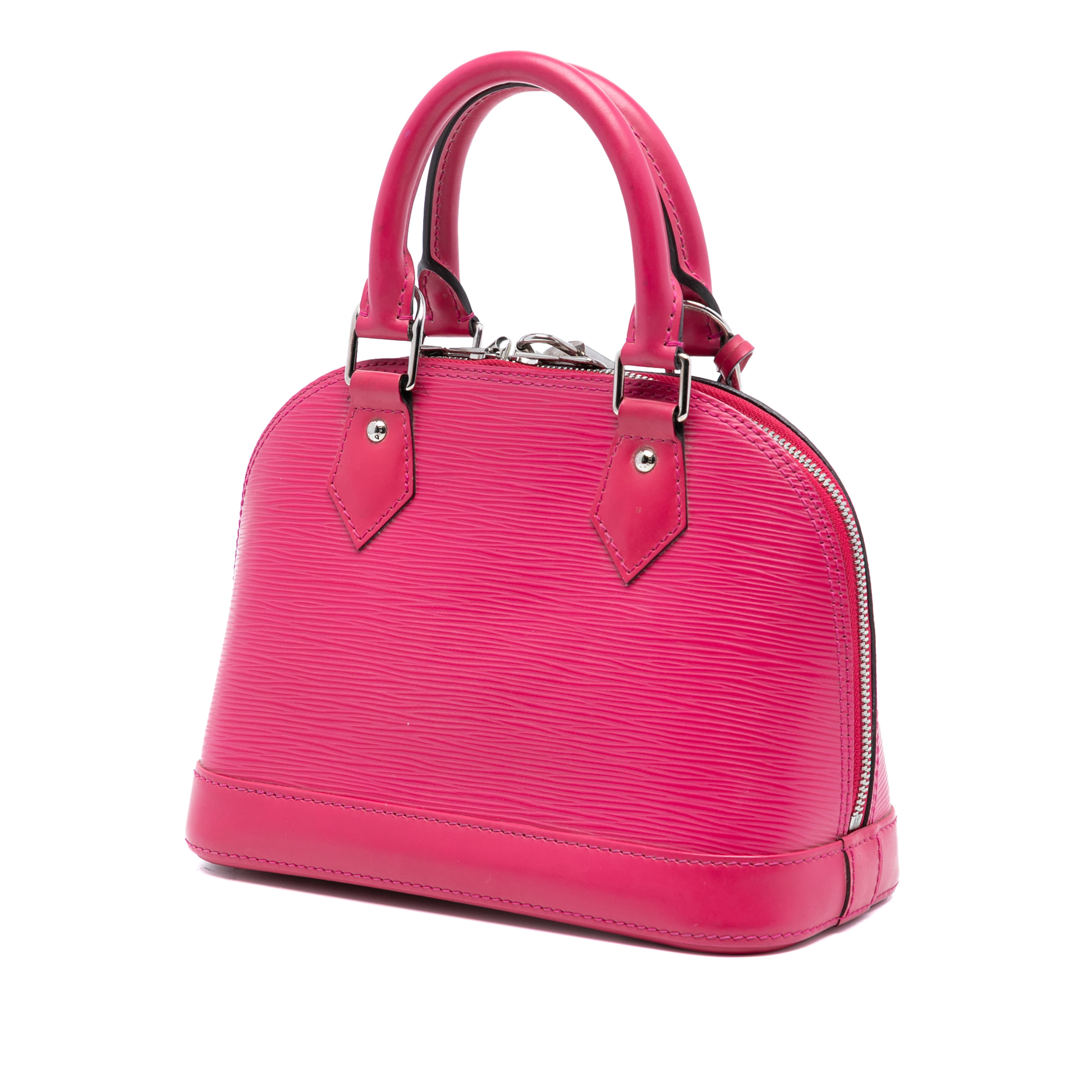 Louis Vuitton Epi Alma Bb, från Luxclusif, i färgen hot pink. Klicka för att öppna bilden i stort format