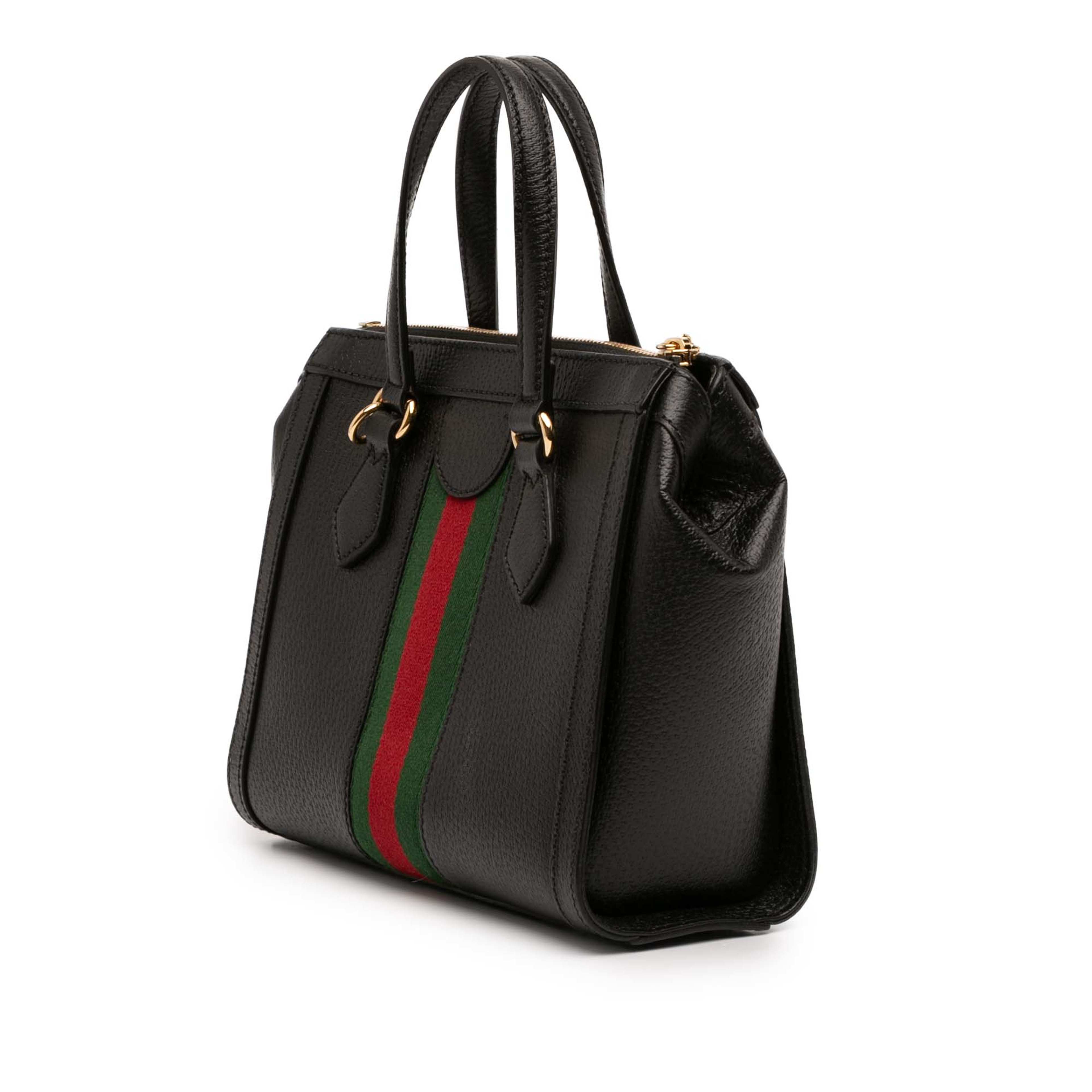 Gucci Small Leather Web Ophidia Satchel, från Luxclusif, i färgen black. Klicka för att öppna bilden i stort format