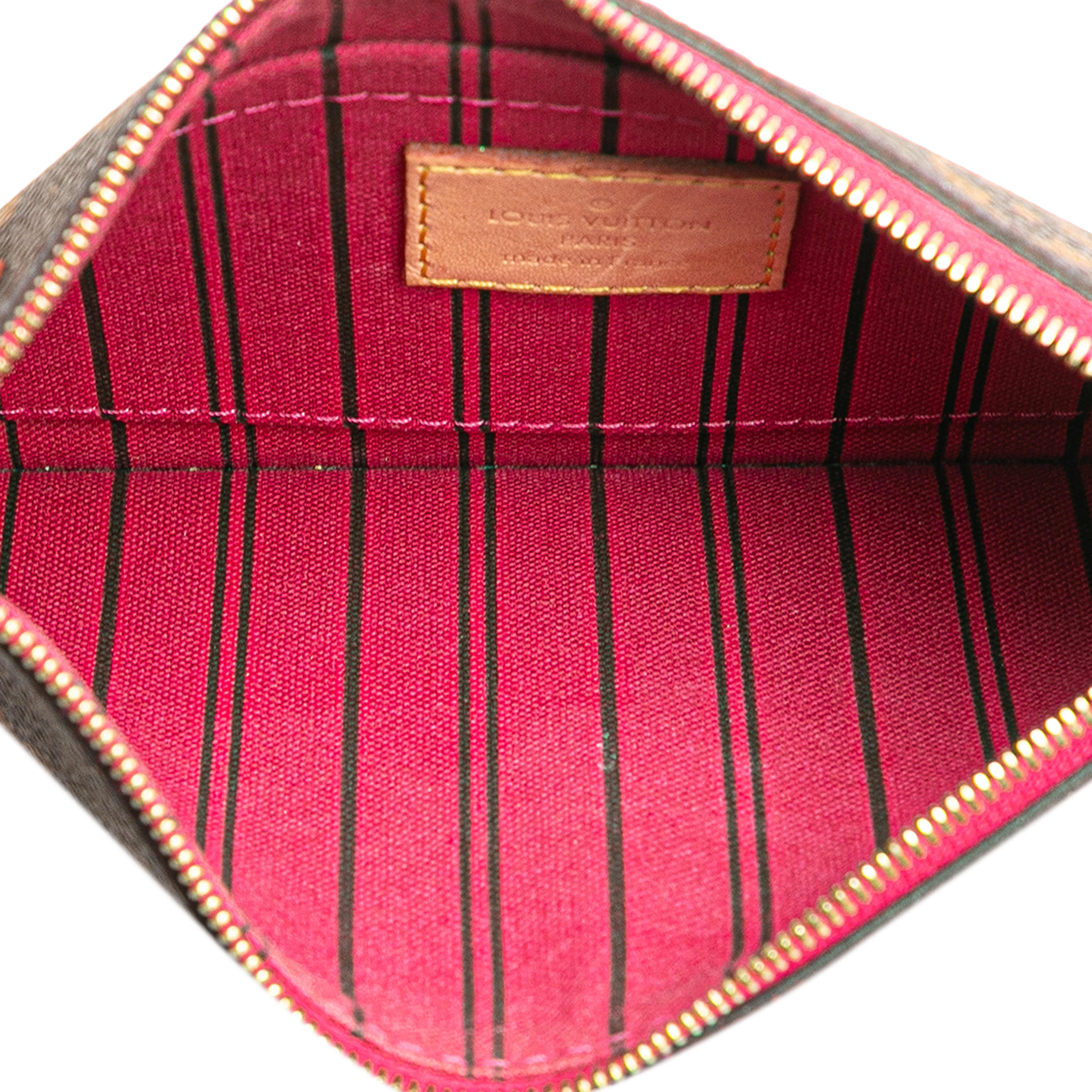 Louis Vuitton Monogram Neverfull Pouch, från Luxclusif, i färgen brown. Klicka för att öppna bilden i stort format