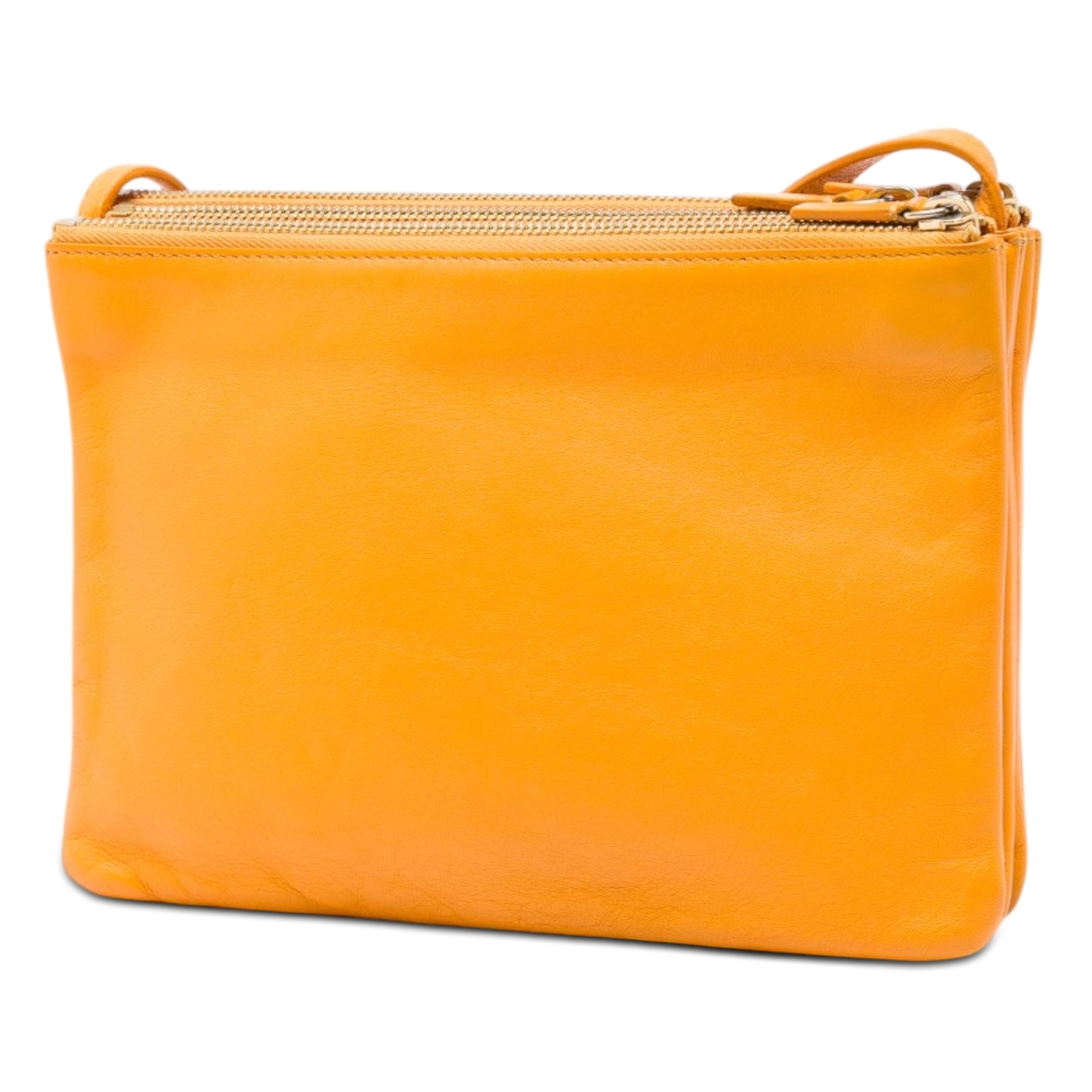 Celine Large Lambskin Trio Crossbody, från Luxclusif, i färgen orange. Klicka för att öppna bilden i stort format