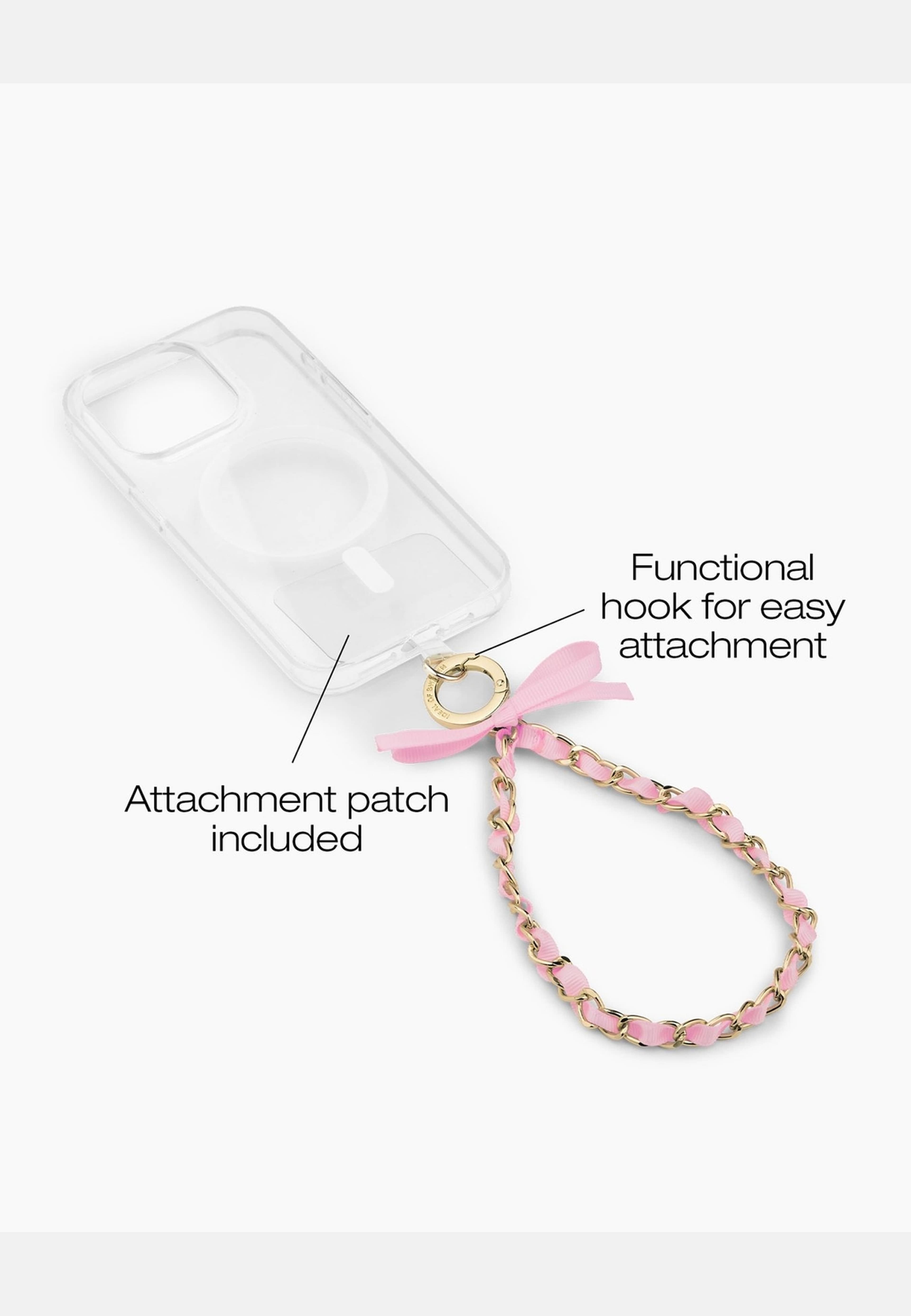 Phone Wristlet Strap Pink Ribbon, från Ideal Of Sweden, i färgen pink. Klicka för att öppna bilden i stort format