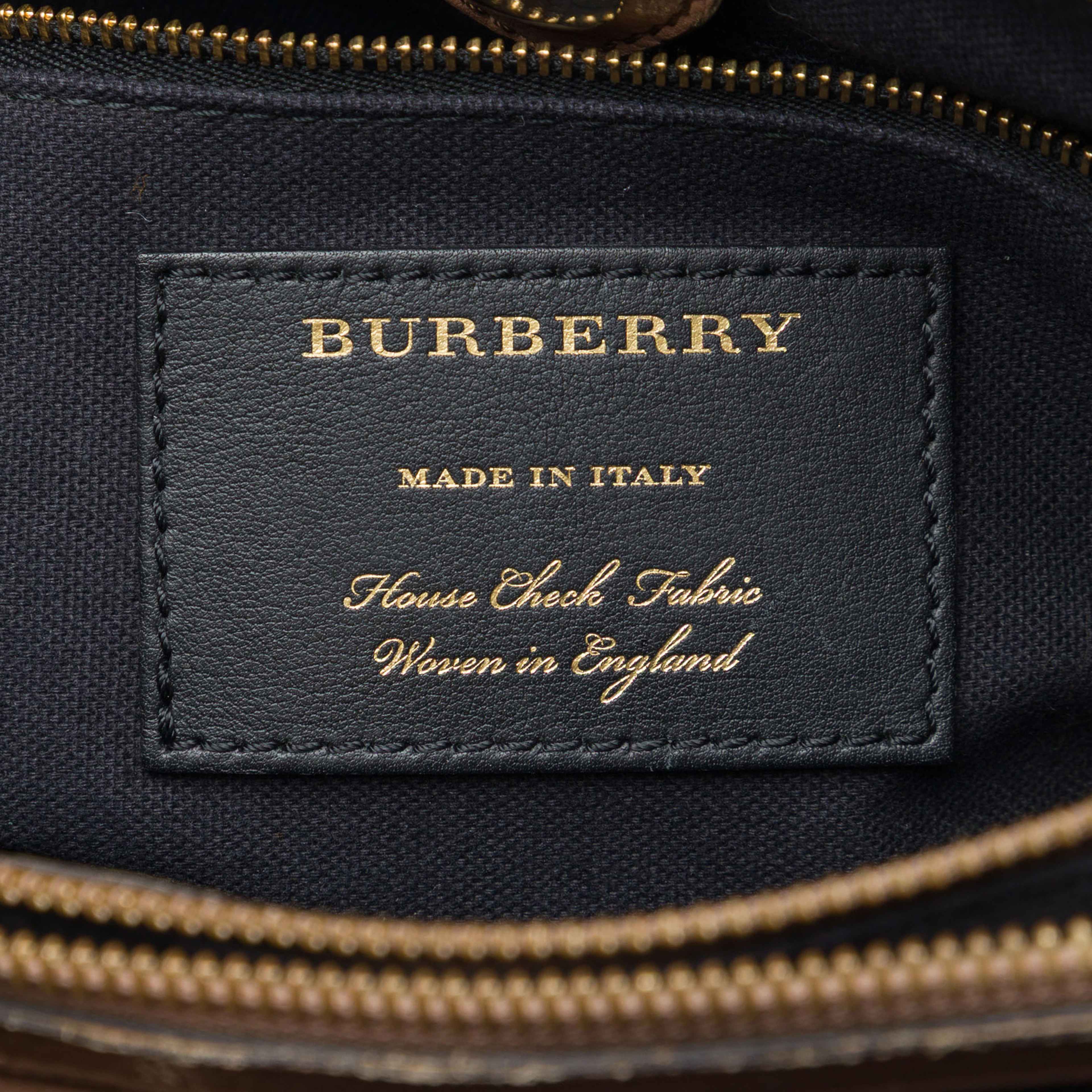 Burberry Medium Calfskin And House Check Banner Satchel, från Luxclusif, i färgen brun. Klicka för att öppna bilden i stort format