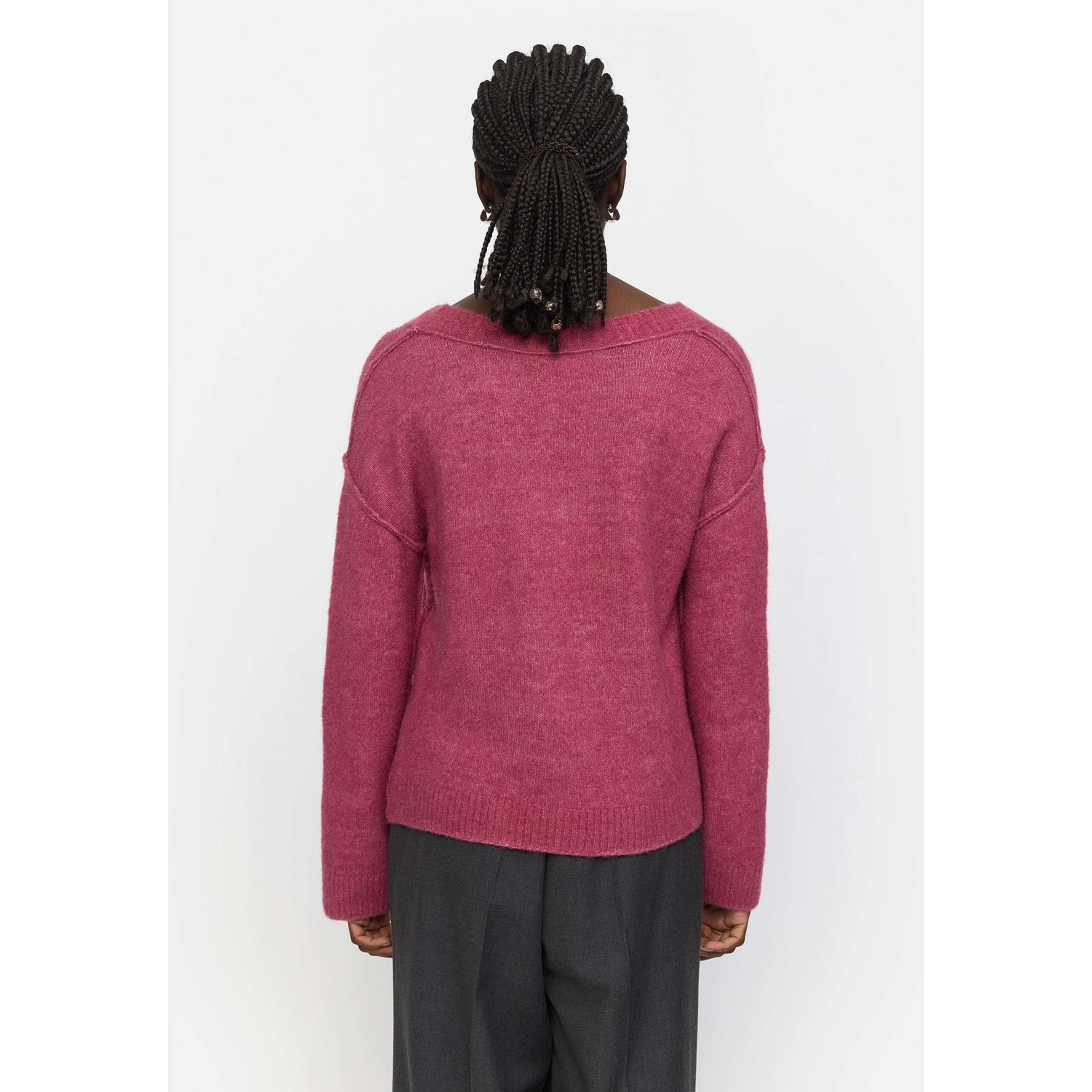 Srallison V-neck Knit - Rose Wine Melange