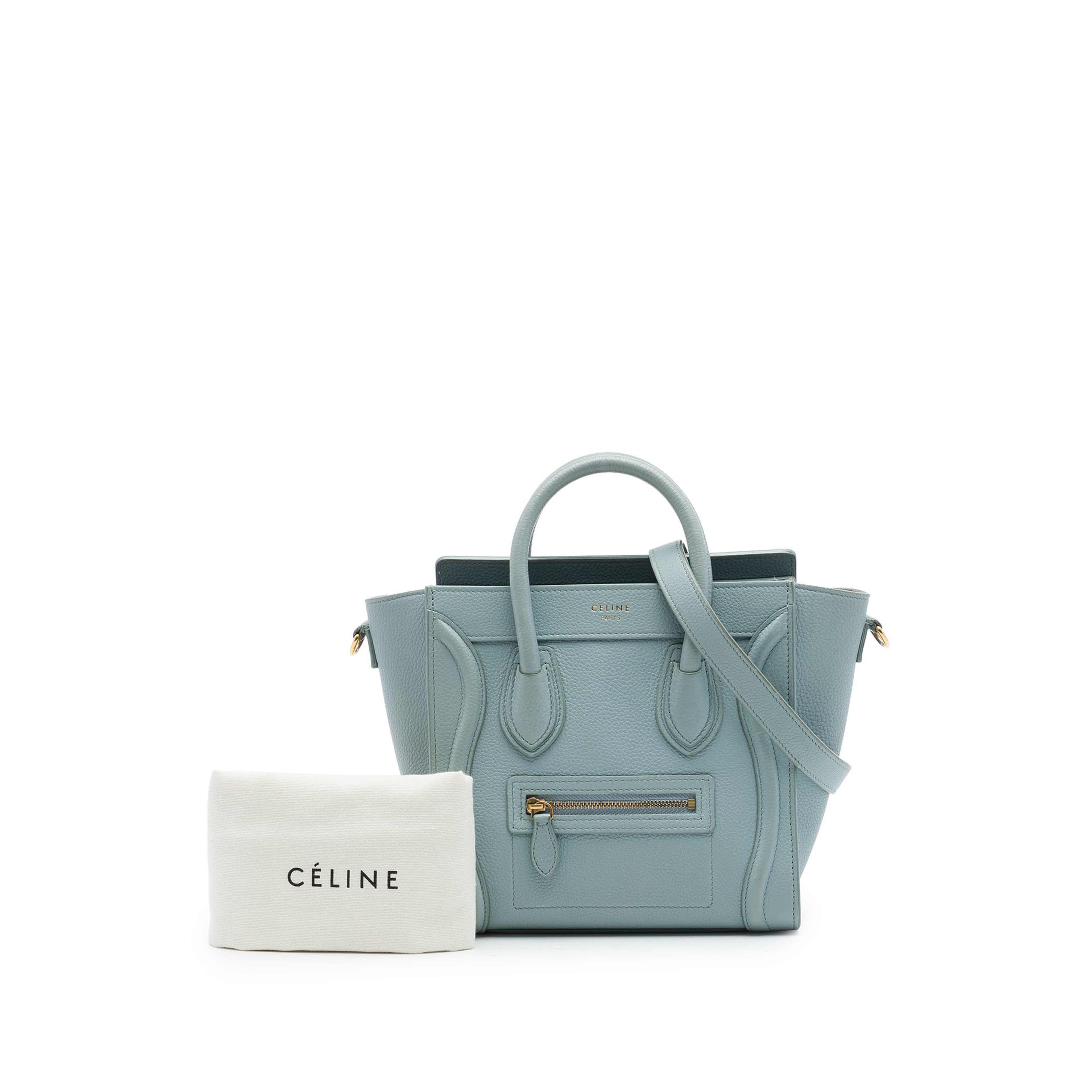 Celine Nano Leather Luggage Tote, från Luxclusif, i färgen blå. Klicka för att öppna bilden i stort format