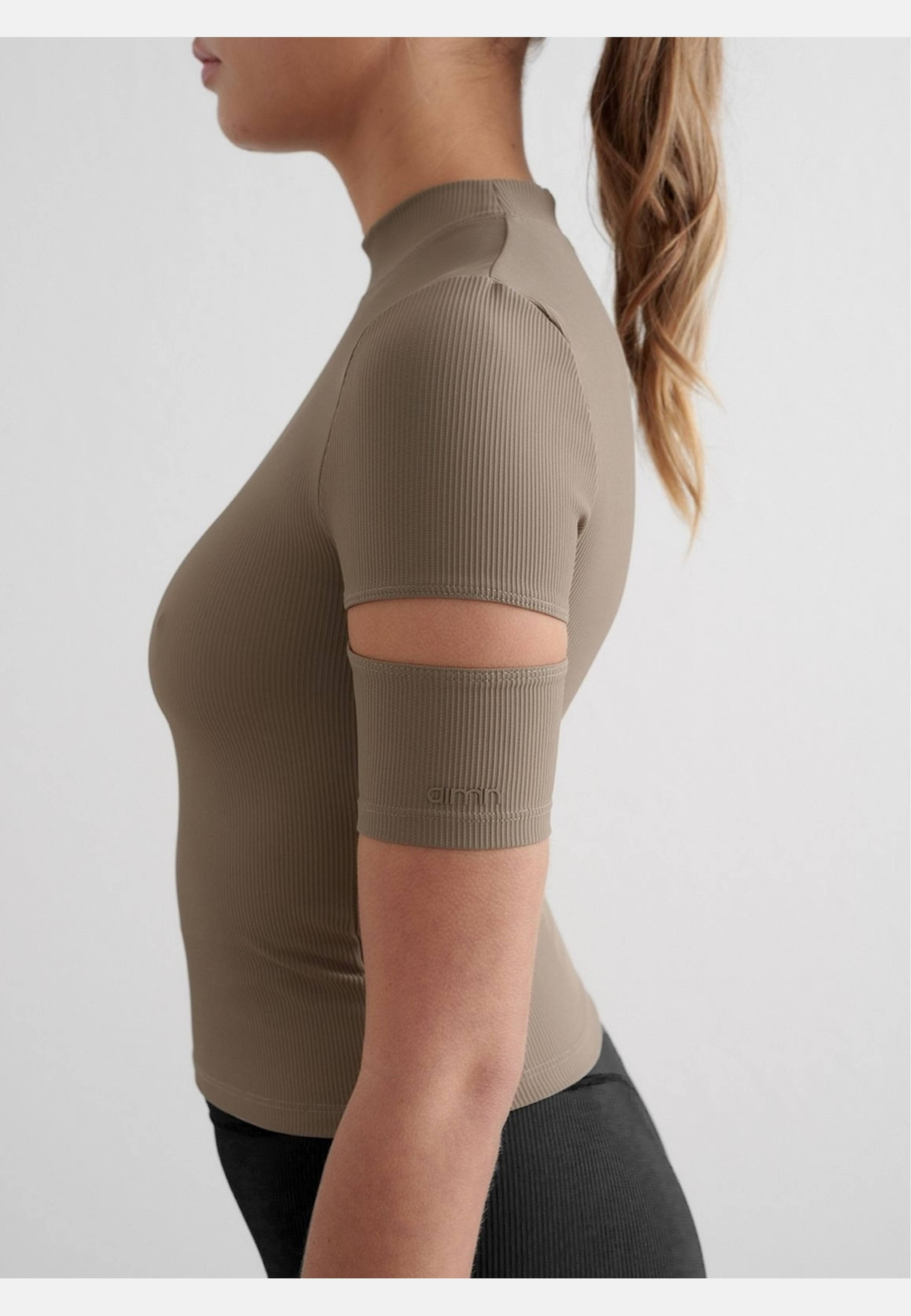Nougat Ribbed Performance Cut Out Top