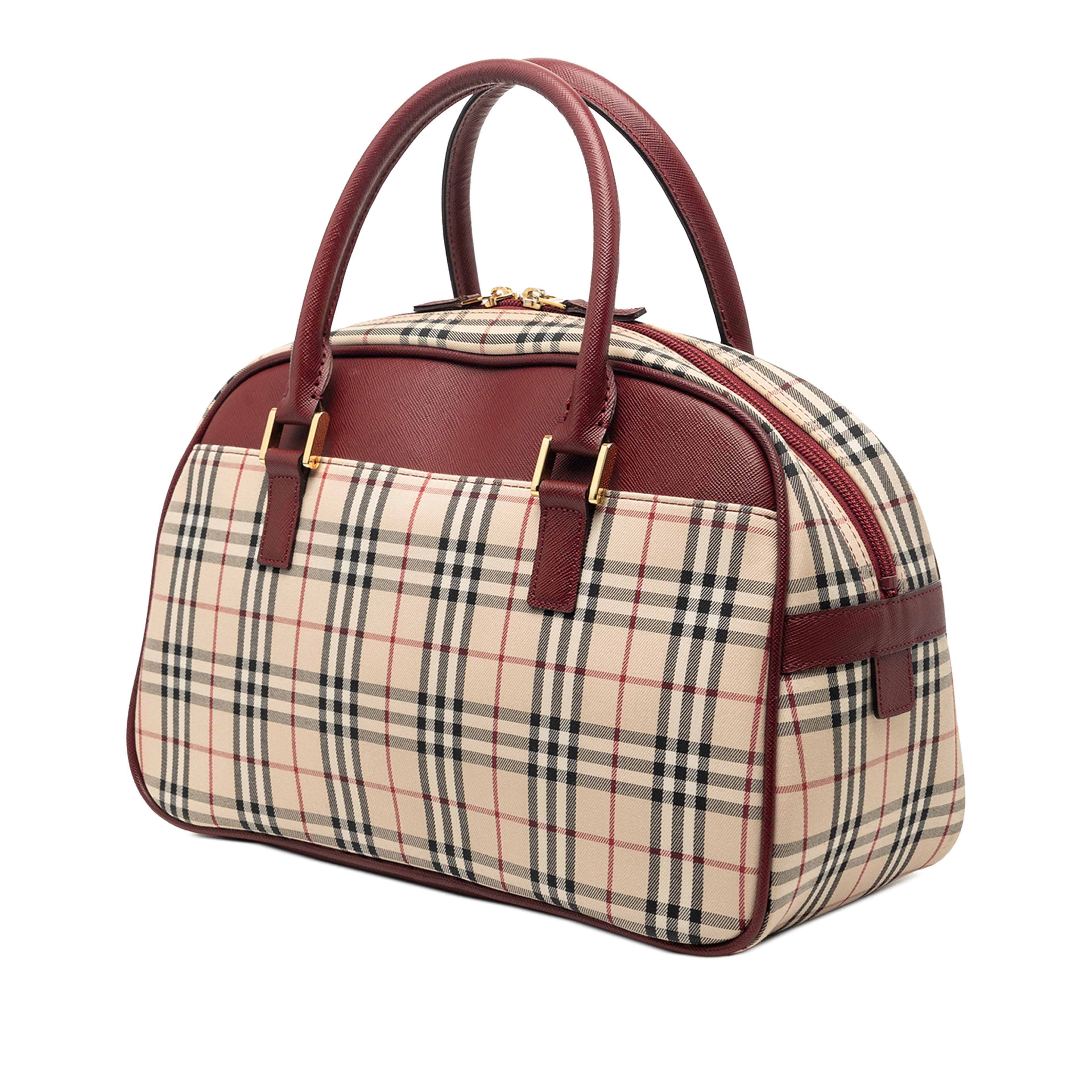 Burberry House Check Canvas Handbag, från Luxclusif, i färgen beige. Klicka för att öppna bilden i stort format