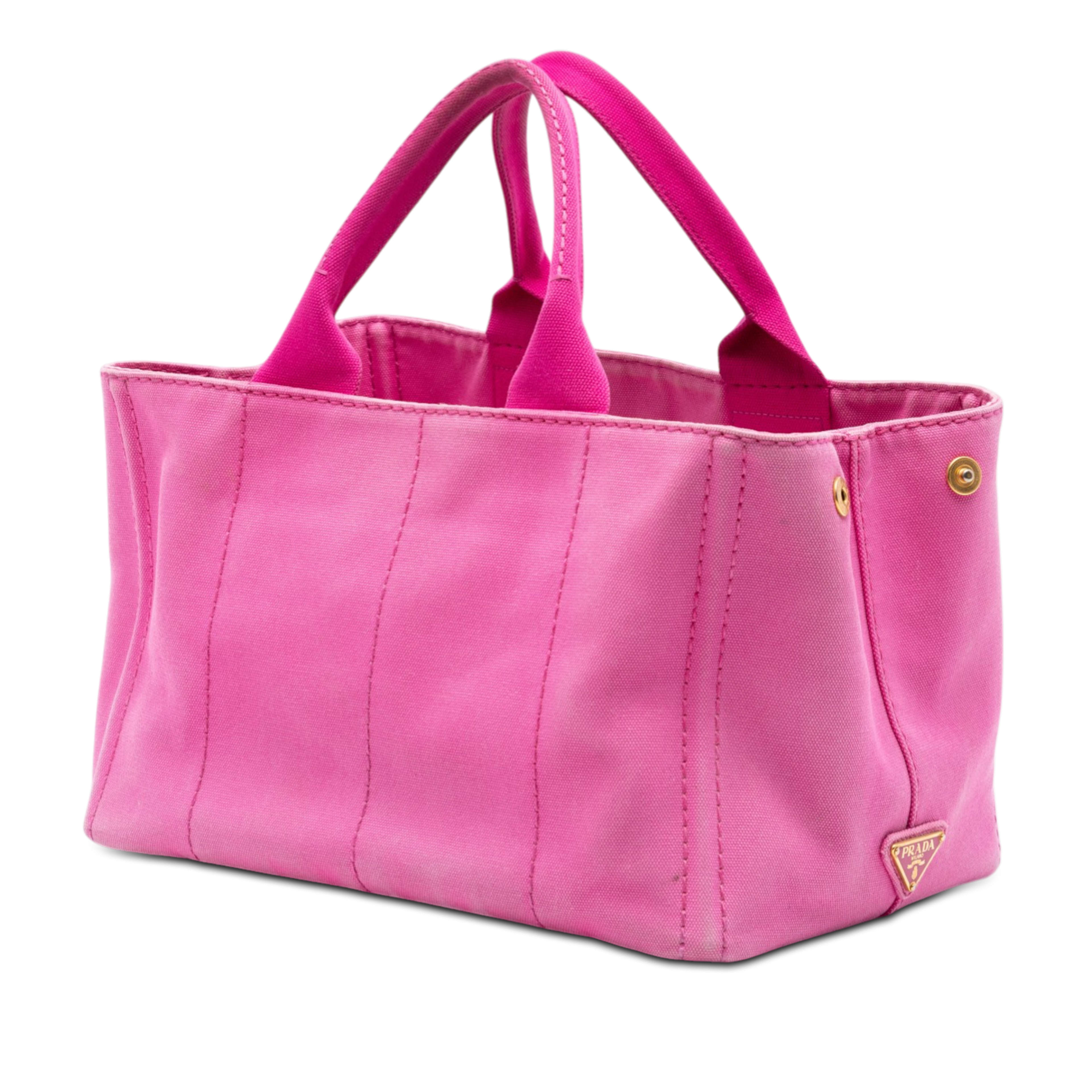 Prada Canvas Canapa Logo Satchel, från Luxclusif, i färgen rosa. Klicka för att öppna bilden i stort format