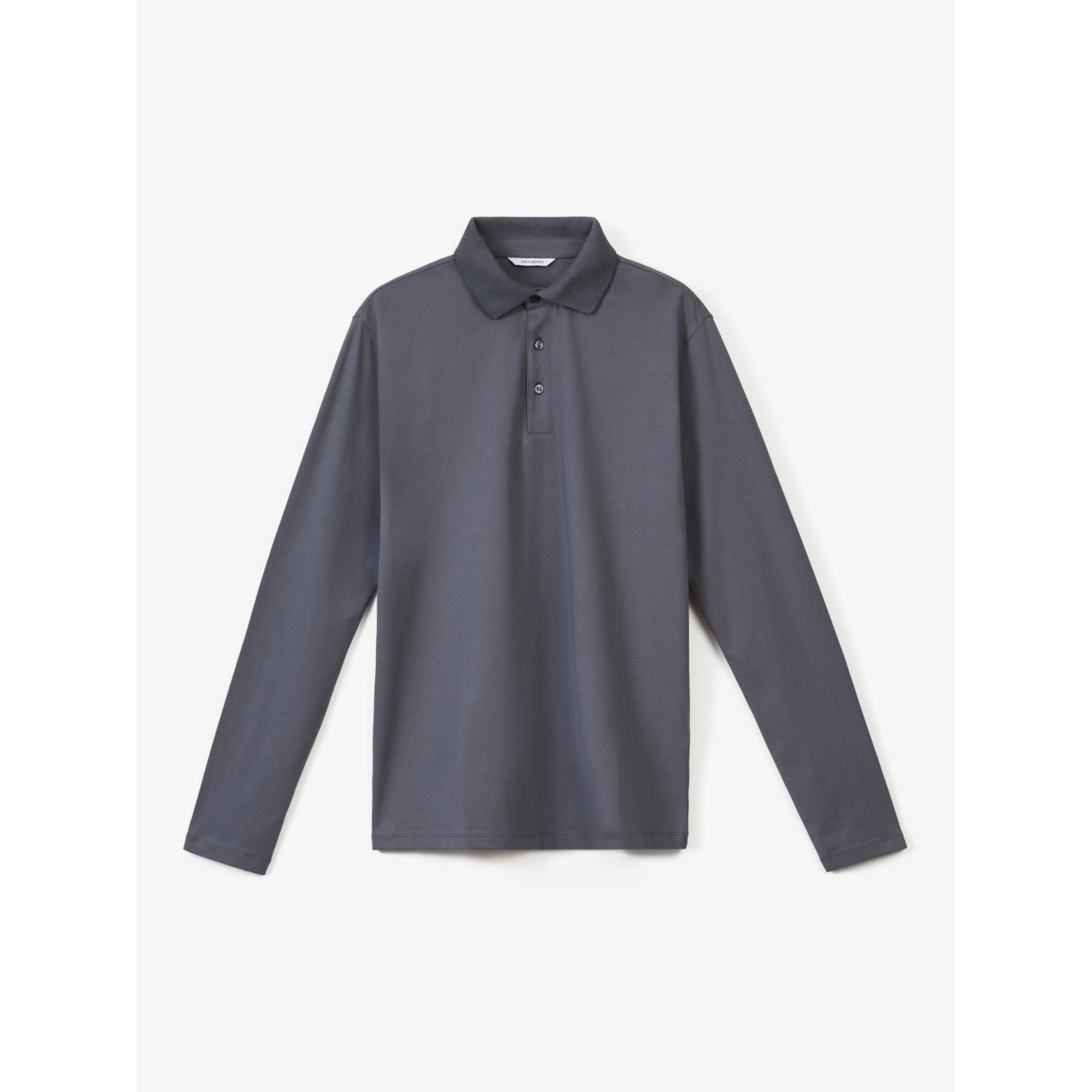 Cotton Fitted Stretch L/s Polo Shirt Jersey