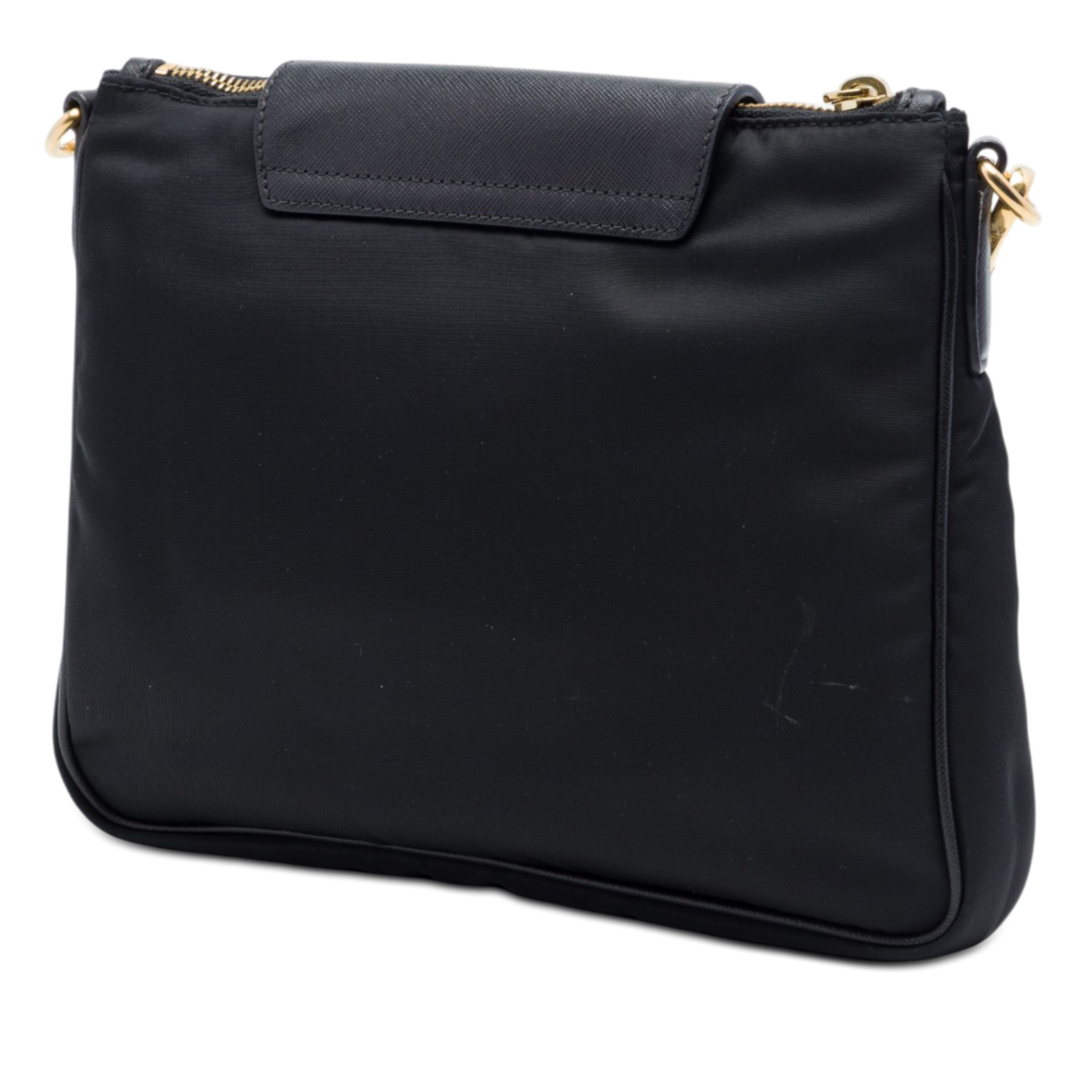 Prada Saffiano Trimmed Tessuto Crossbody, från Luxclusif, i färgen svart. Klicka för att öppna bilden i stort format