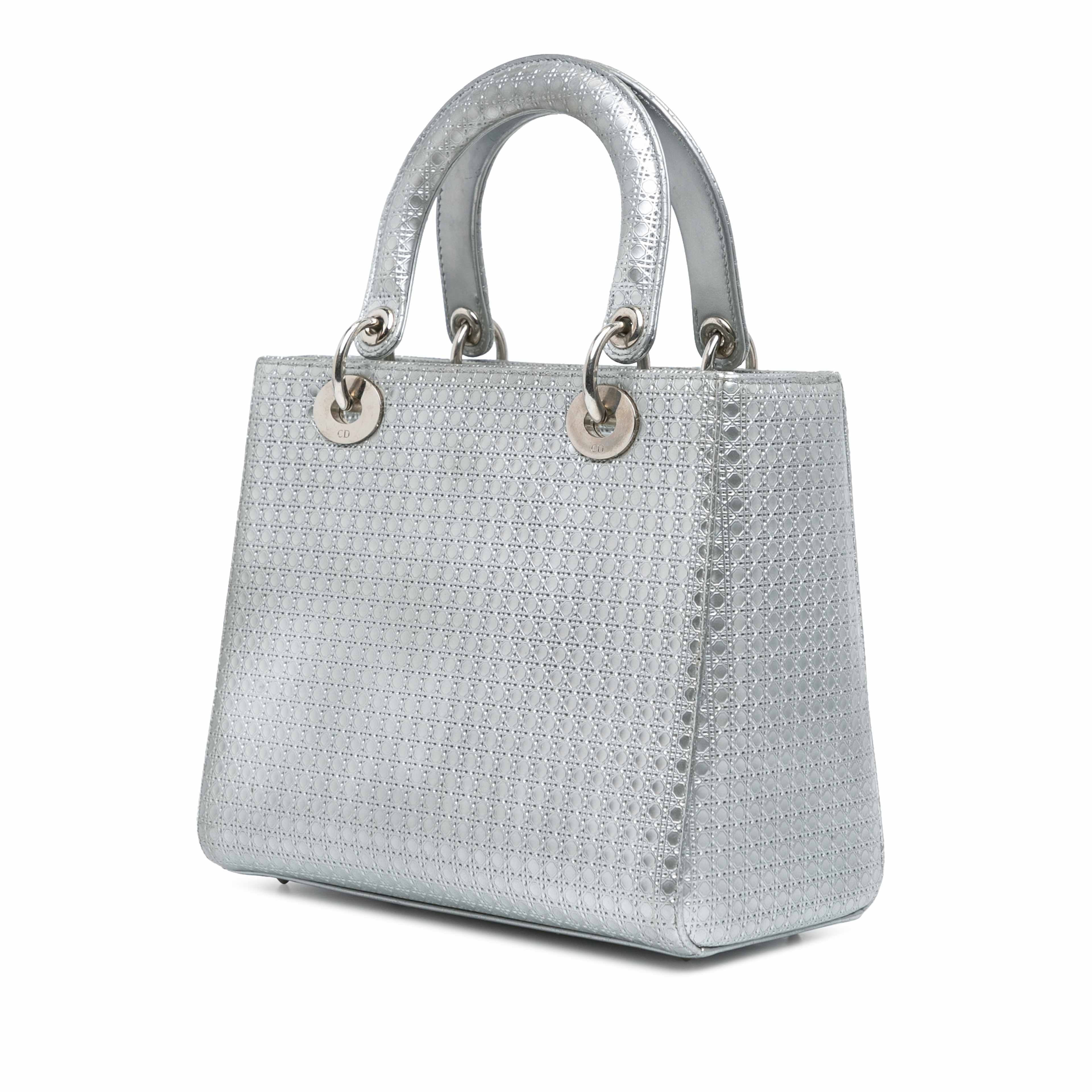Dior Medium Metallic Patent Microcannage Lady Dior