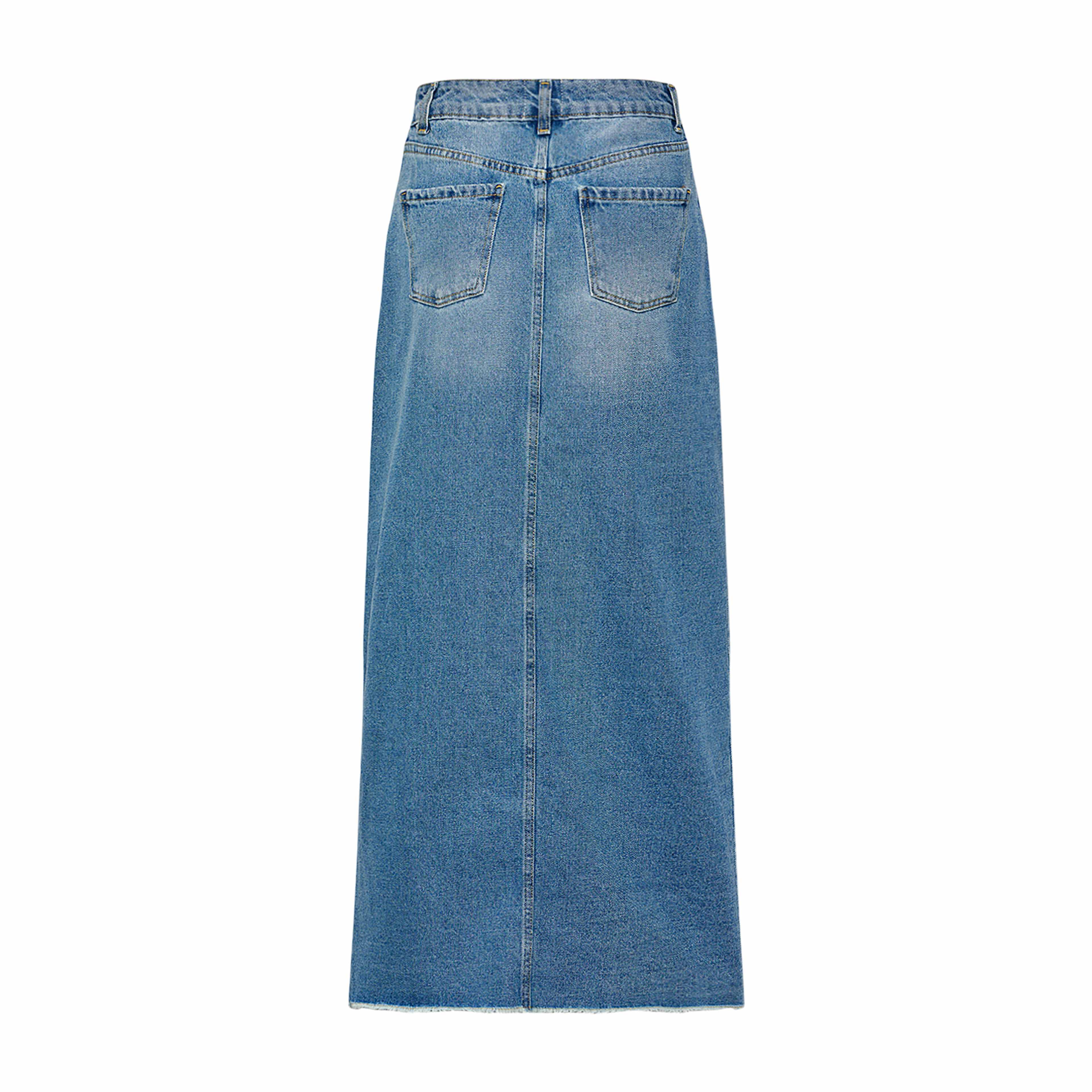 Chris, Long Denimskirt - Blue Wash