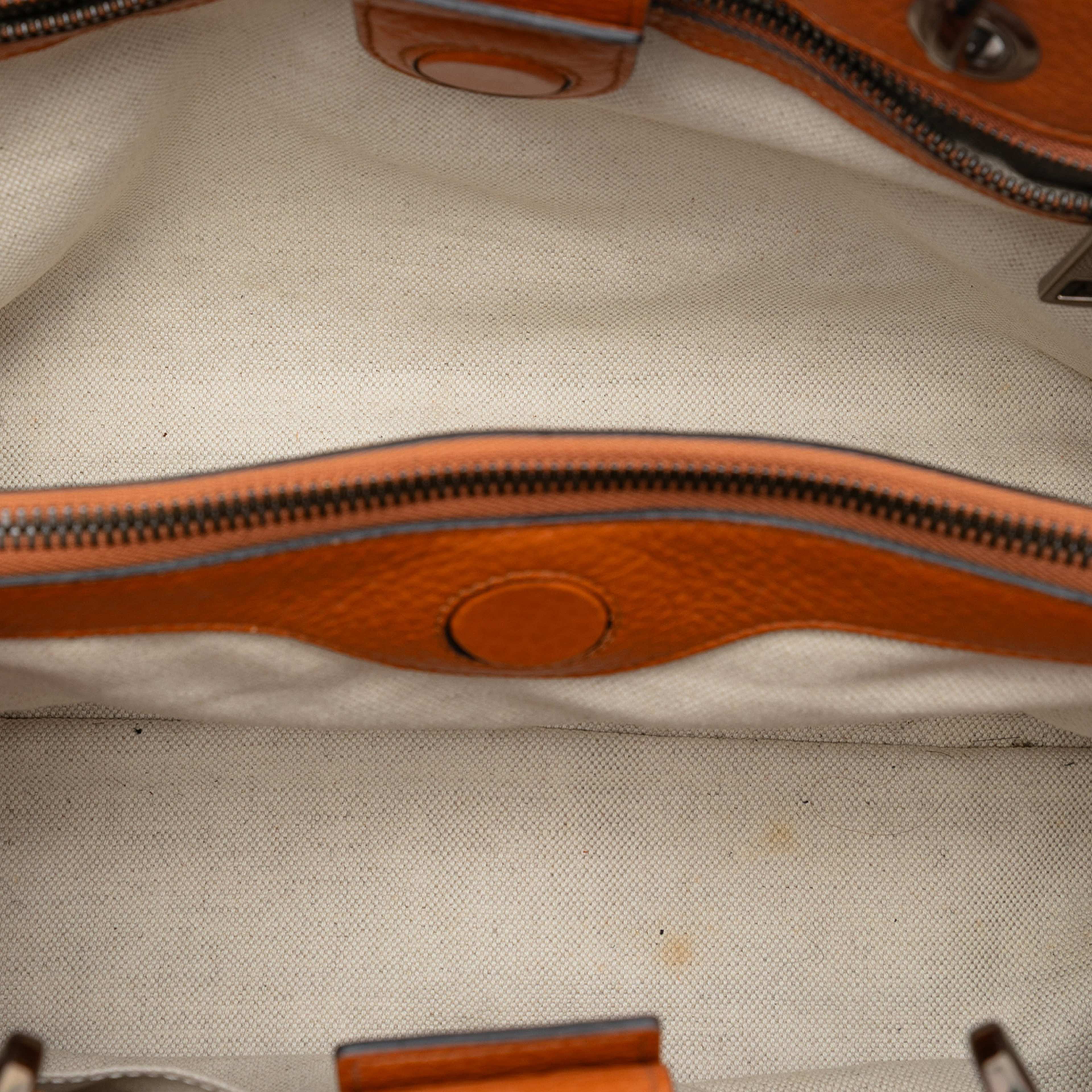 Gucci Medium Calfskin Bamboo Shopper Satchel, från Luxclusif, i färgen dark orange. Klicka för att öppna bilden i stort format