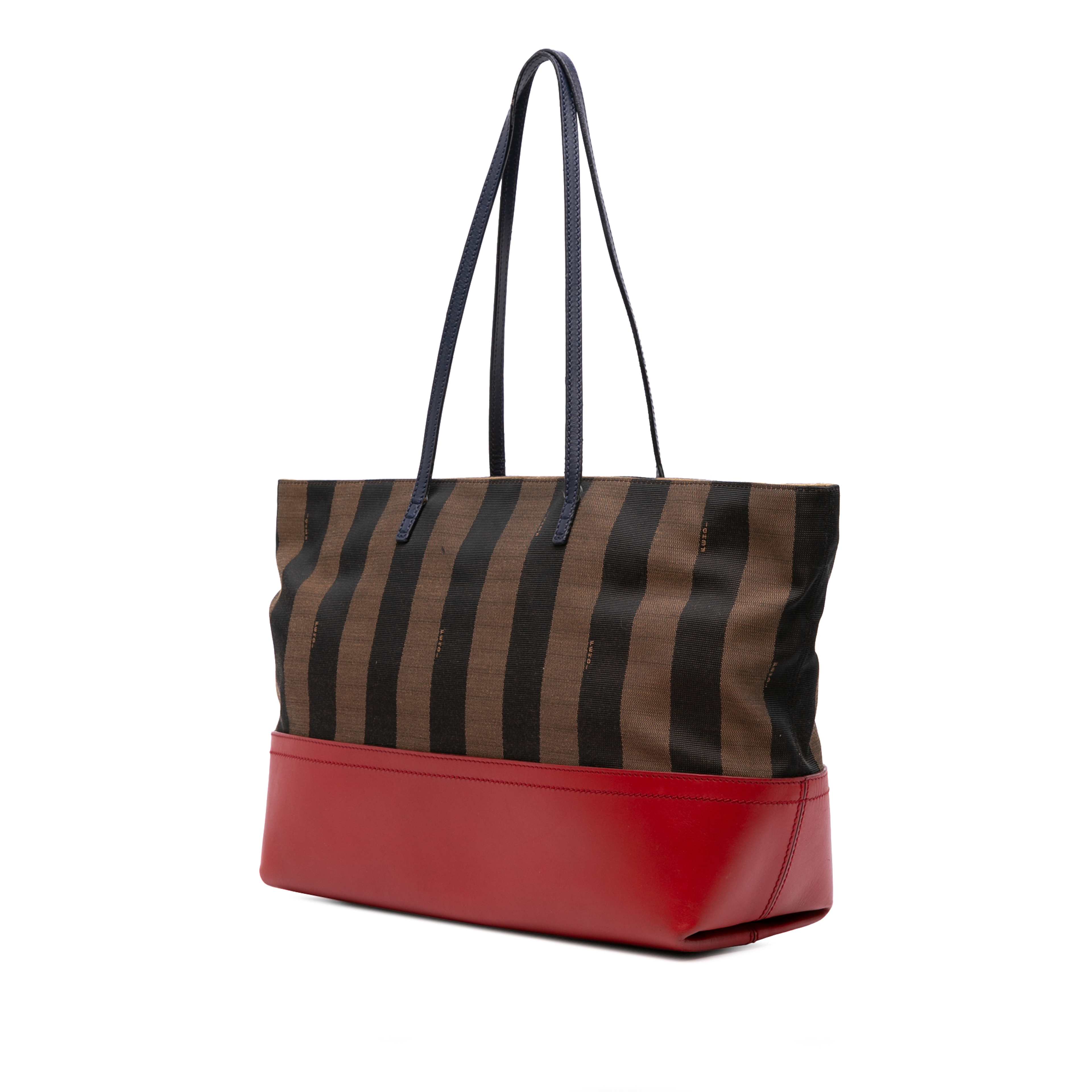 Fendi Medium Pequin Canvas Roll Tote, från Luxclusif, i färgen brown. Klicka för att öppna bilden i stort format