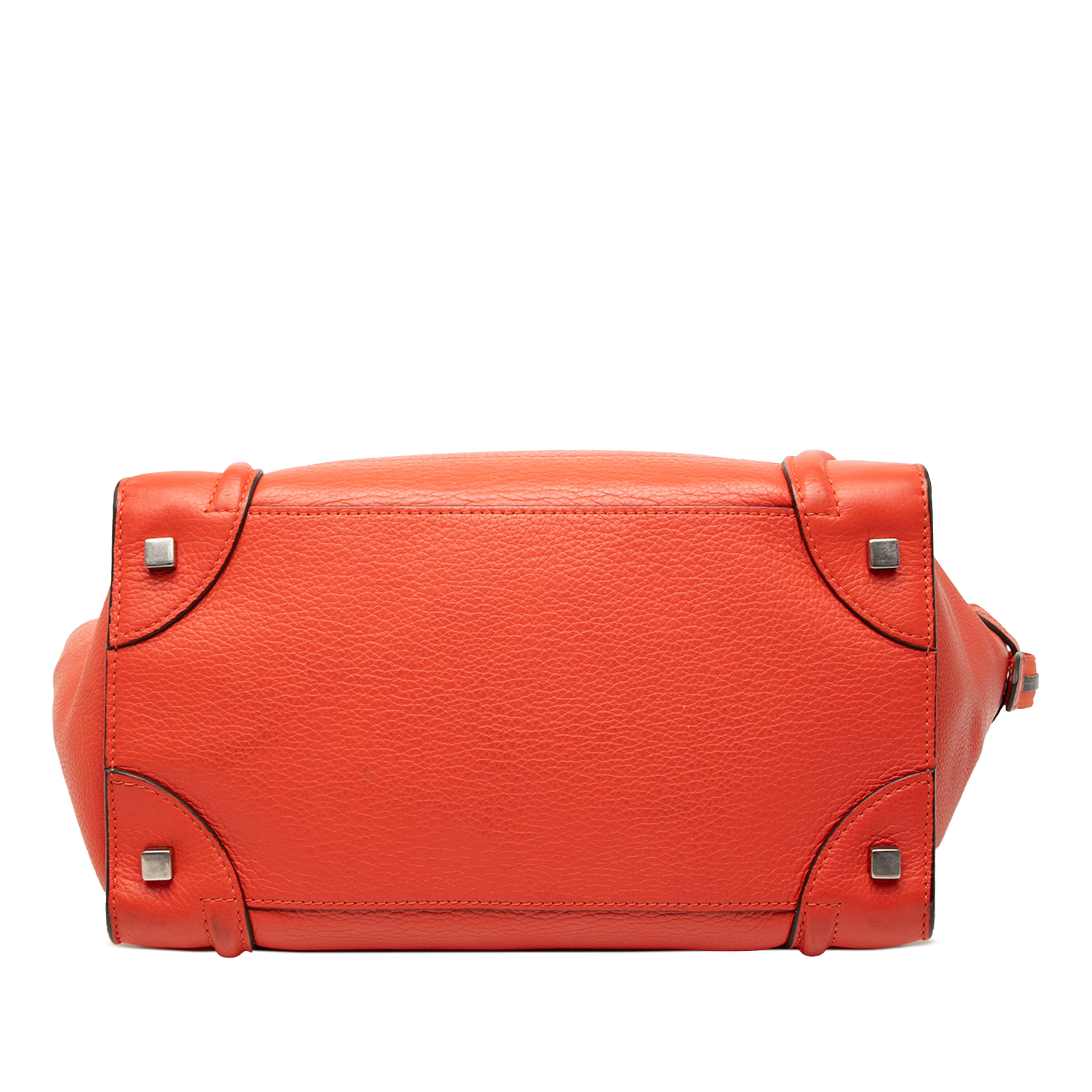 Celine Mini Leather Luggage Tote, från Luxclusif, i färgen orange. Klicka för att öppna bilden i stort format