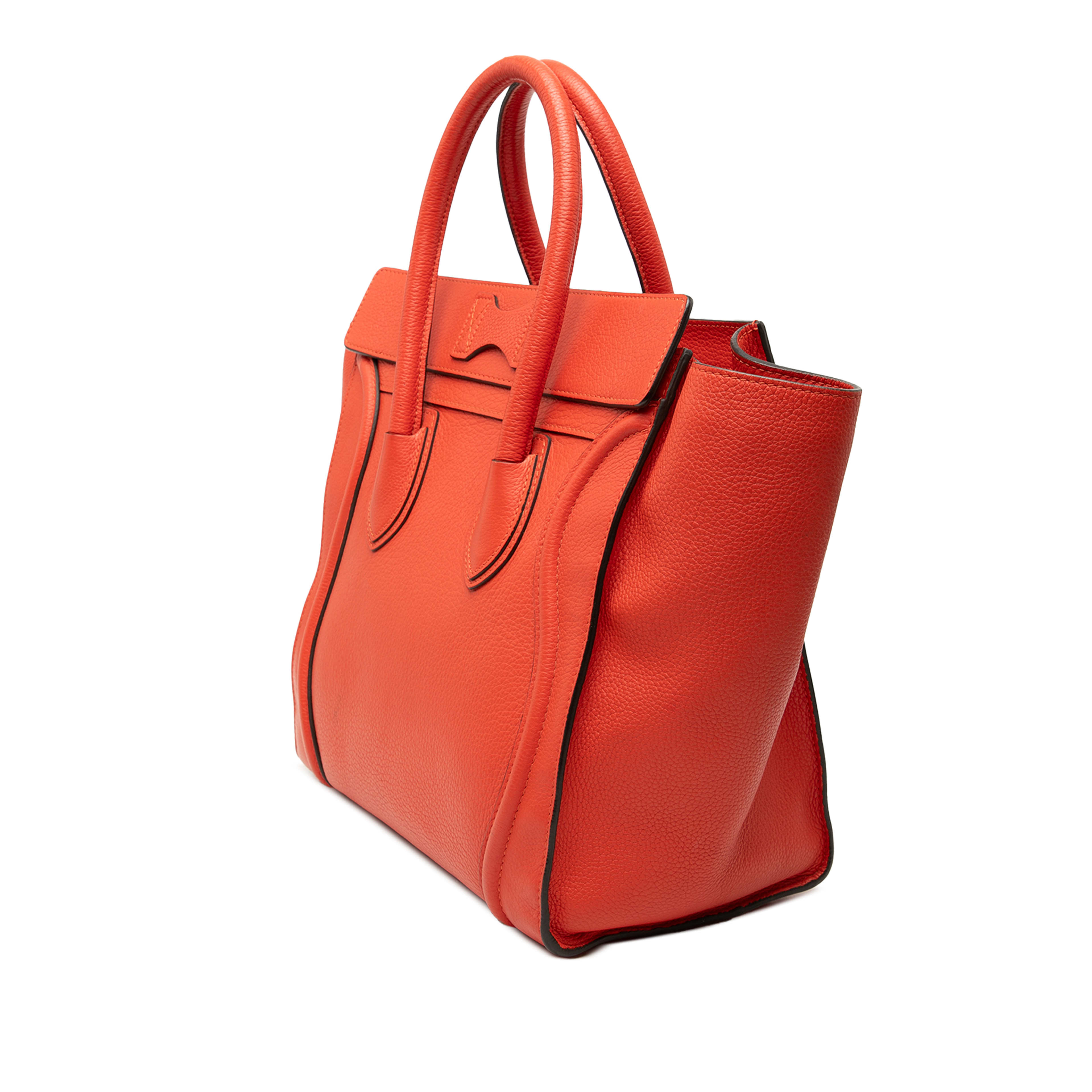 Celine Mini Leather Luggage Tote, från Luxclusif, i färgen dark orange. Klicka för att öppna bilden i stort format
