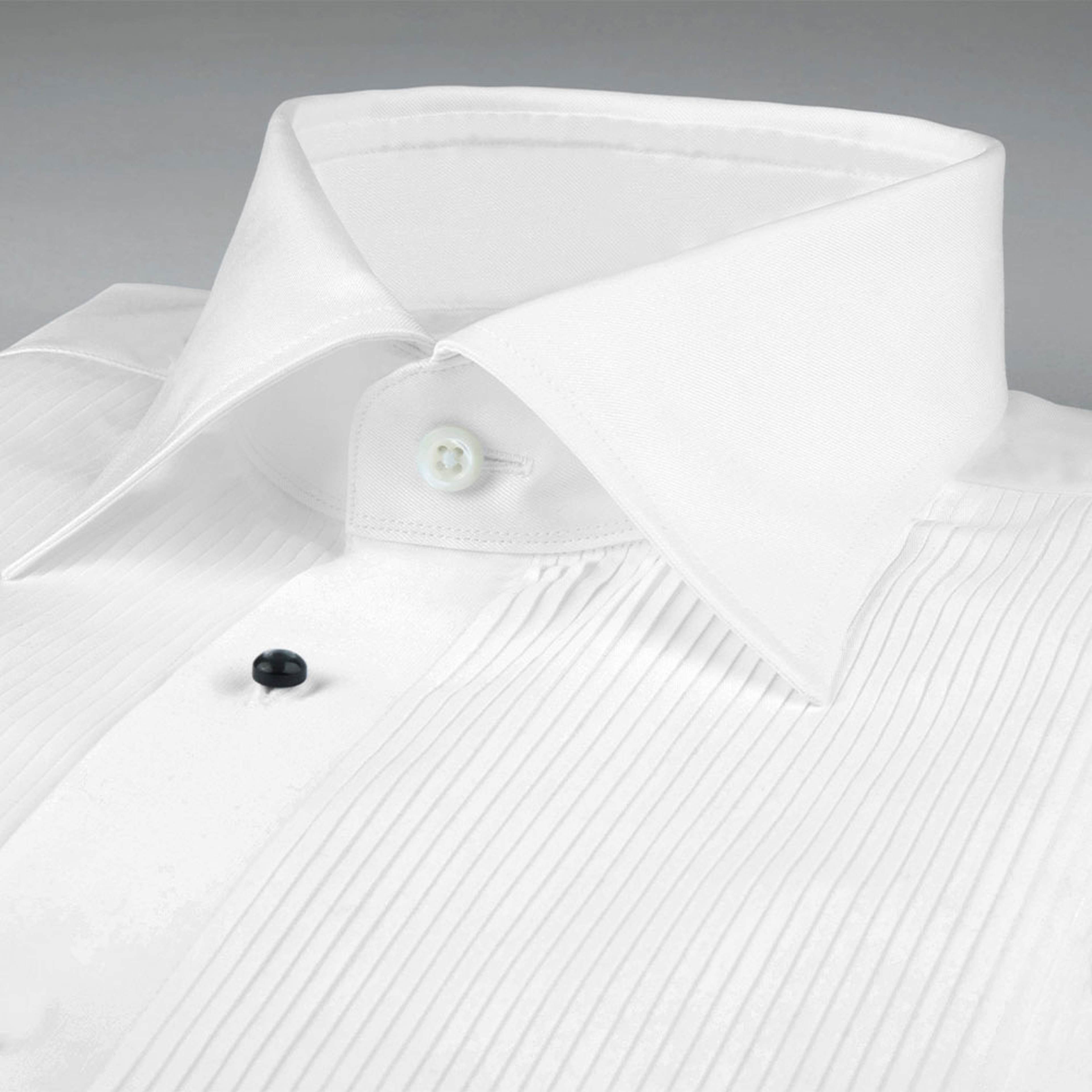 White Slimline Tuxedo Shirt With Classic Collar