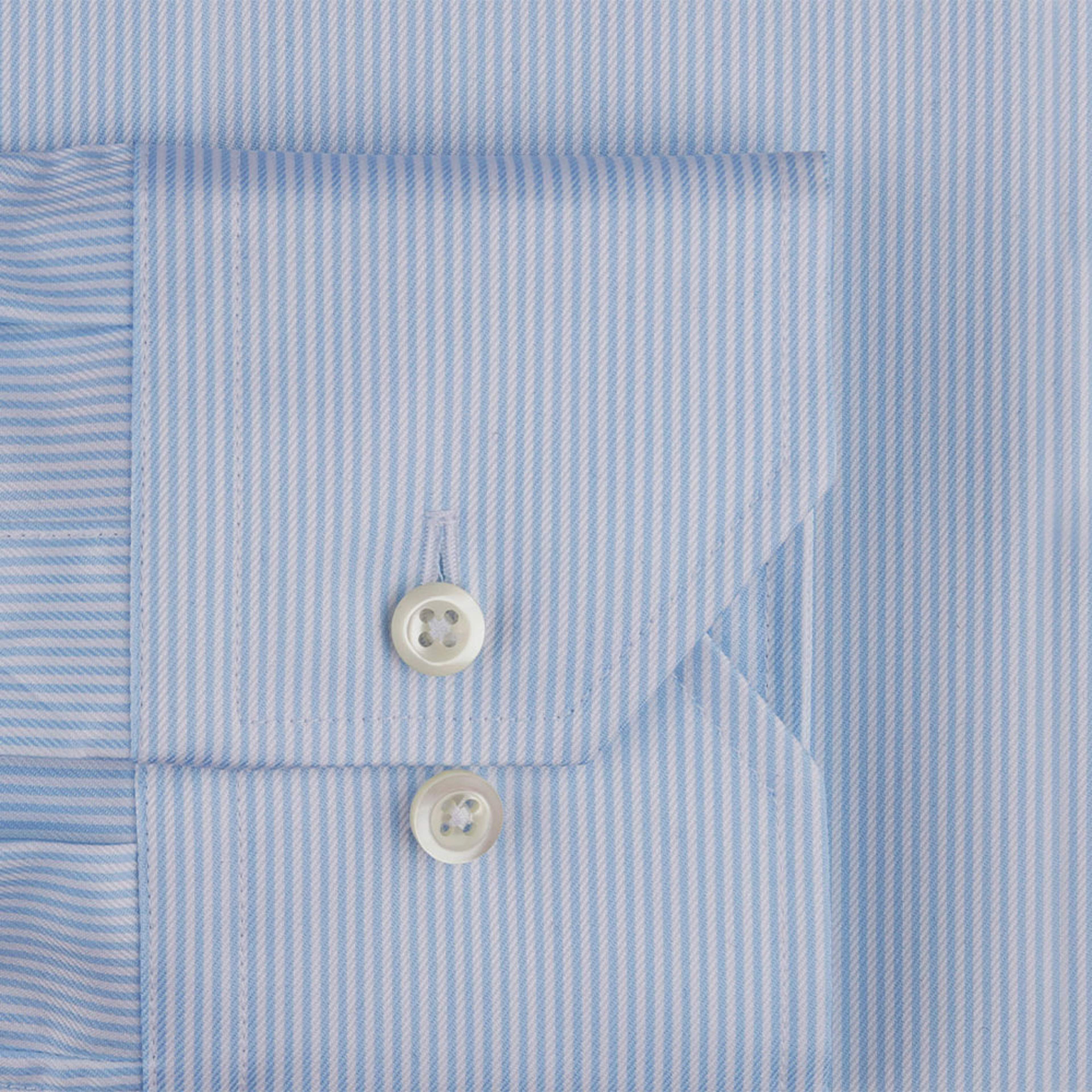 Light Blue Pinstriped Fitted Body Shirt