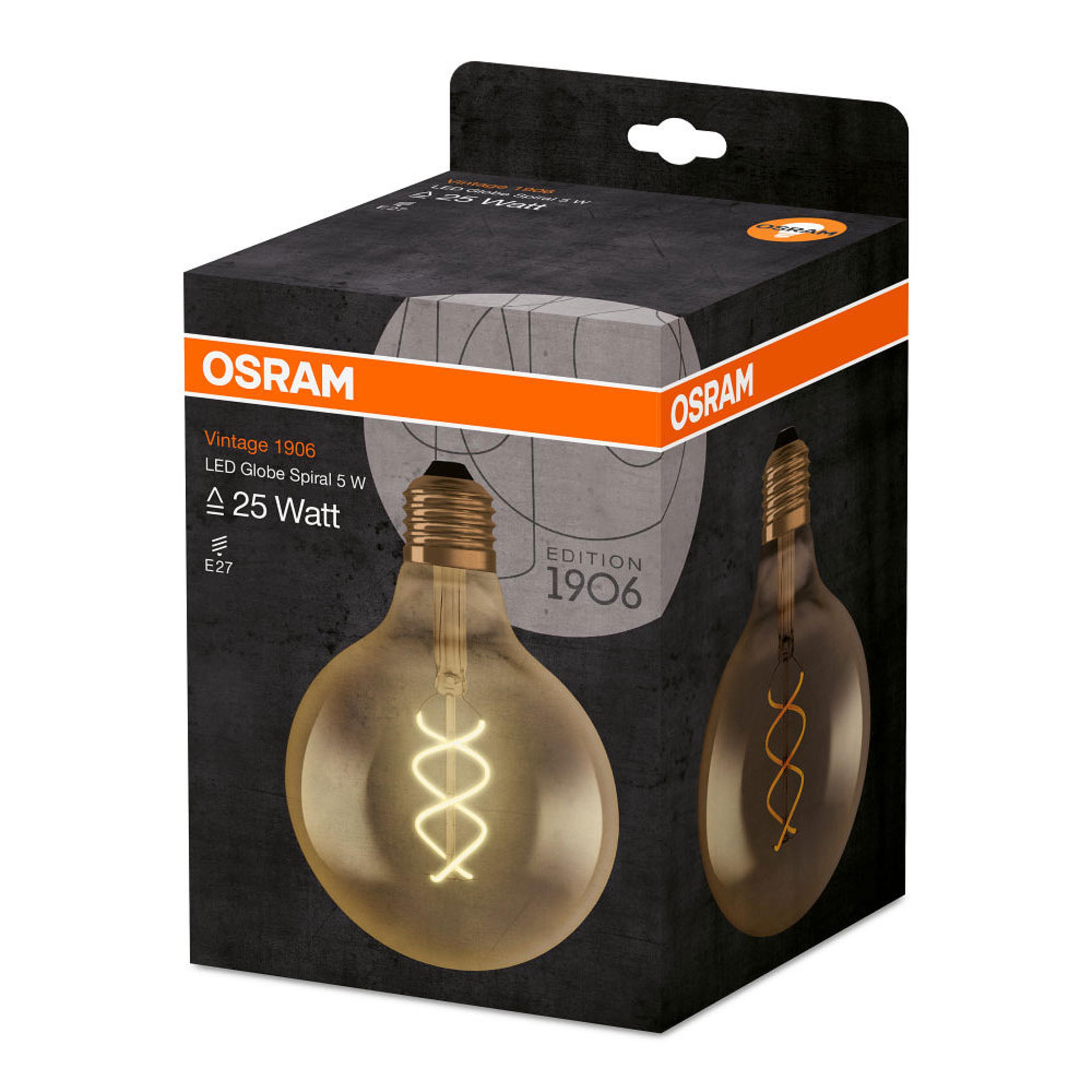 LED-lampa Globe 25 E27 Spiral Gold