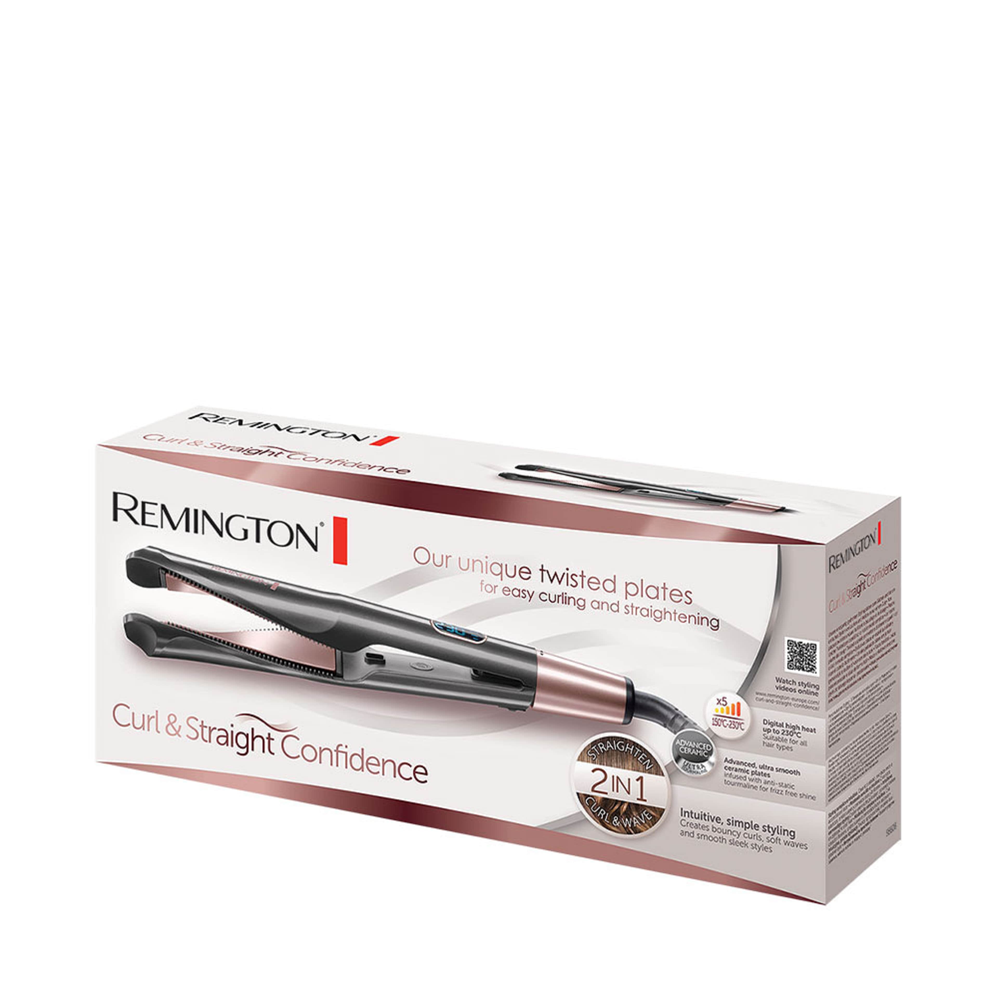 Curl Confidence 2 in 1 straightener, från Remington, i färgen Grey/Pink. Klicka för att öppna bilden i stort format