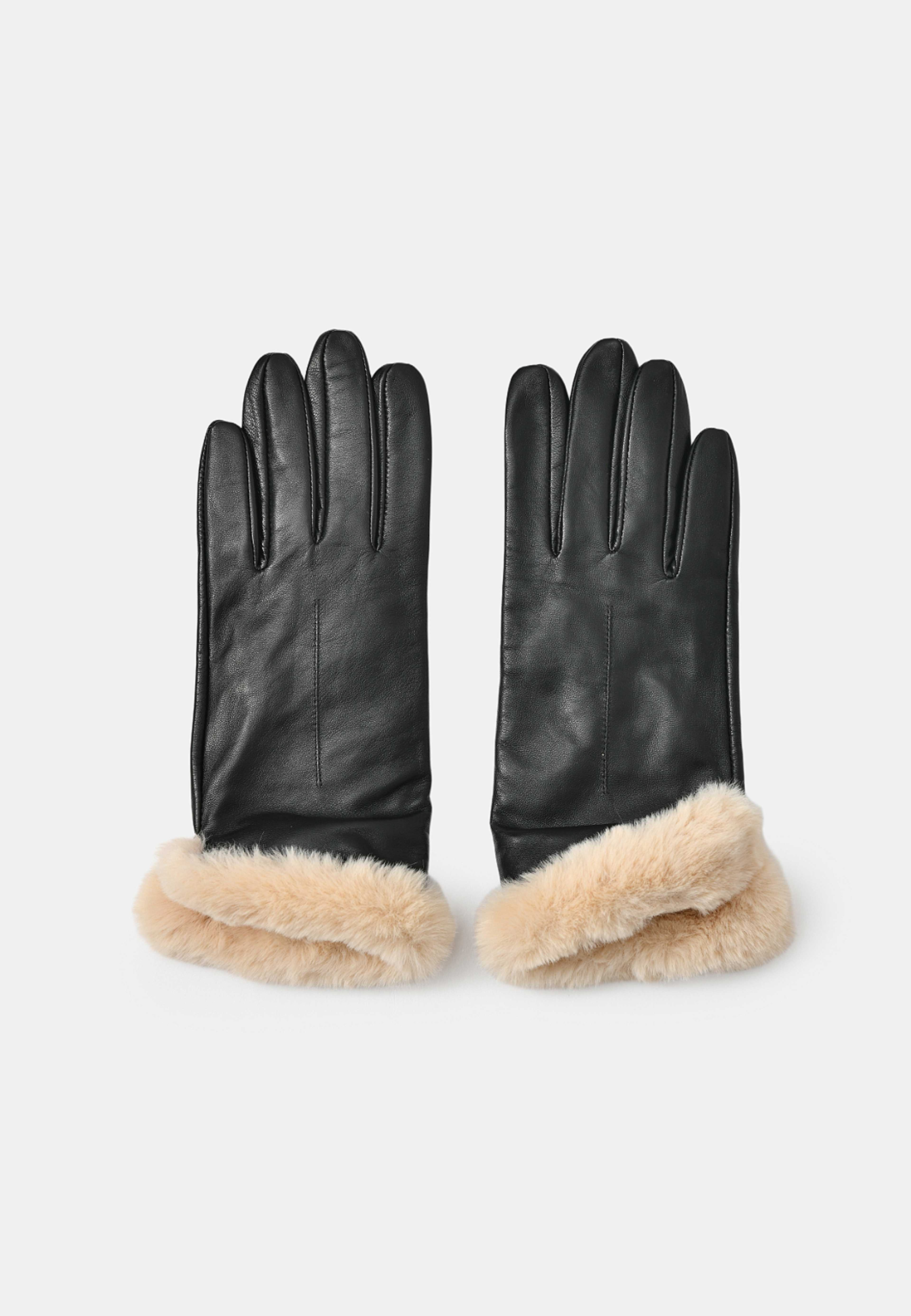 Skinnhandskar med fluffigt foder ELISABETH, från Å WOMAN, i färgen Black. Klicka för att öppna bilden i stort format