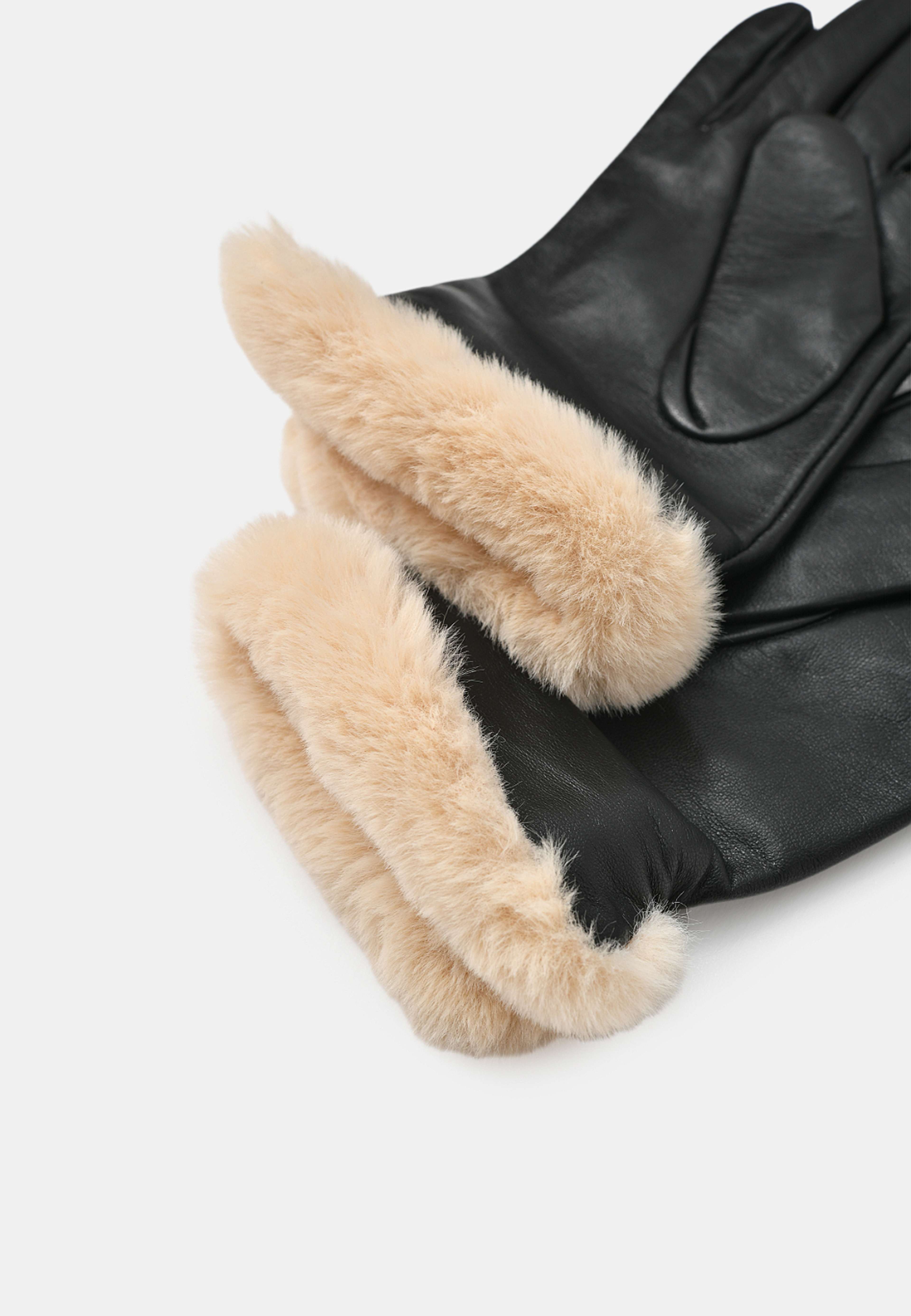 Skinnhandskar med fluffigt foder ELISABETH, från Å WOMAN, i färgen Black. Klicka för att öppna bilden i stort format