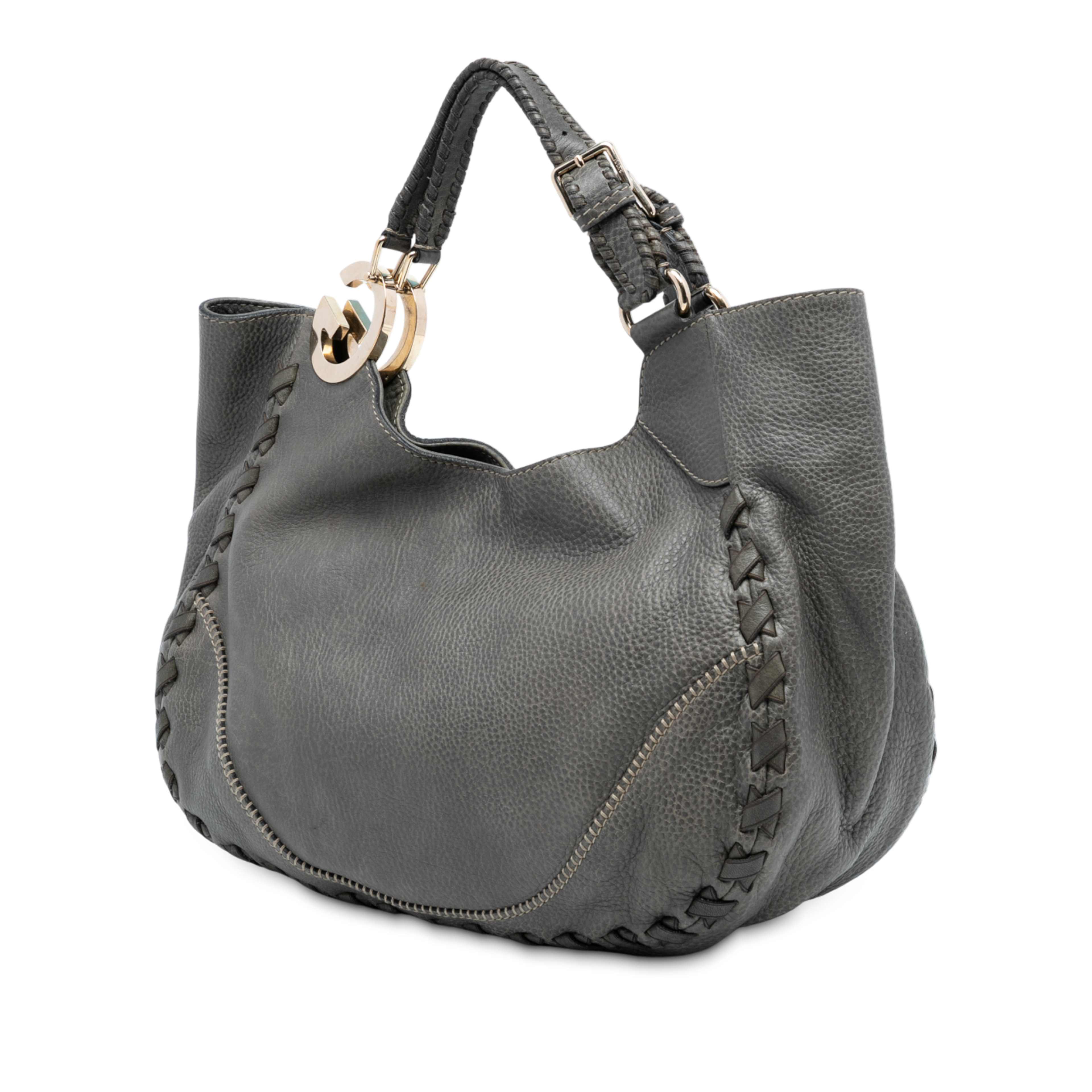 Gucci Leather Charlotte Tote, från Luxclusif, i färgen gray. Klicka för att öppna bilden i stort format