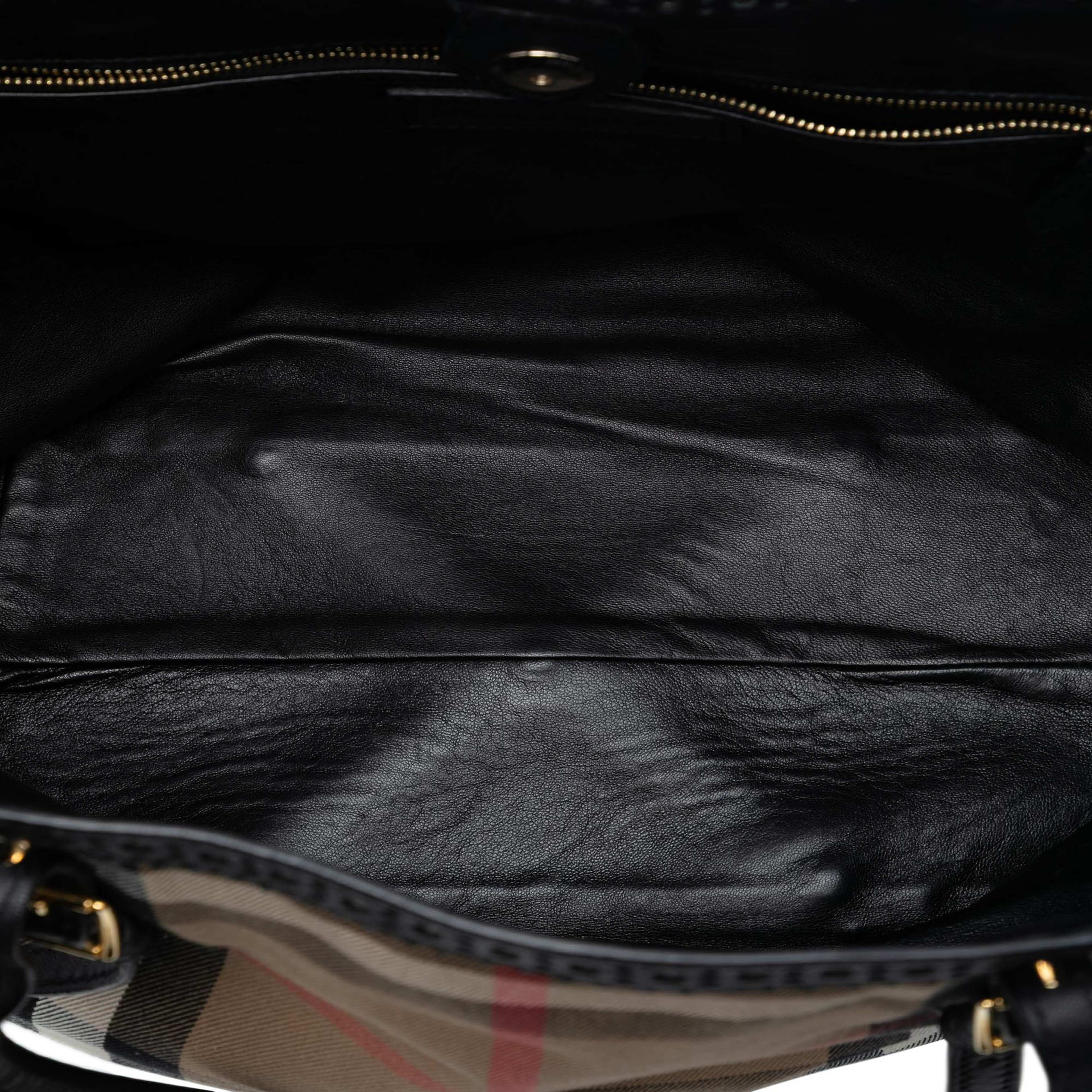 Burberry Small House Check Canvas Bridle Salisbury Tote, från Luxclusif, i färgen light brown. Klicka för att öppna bilden i stort format