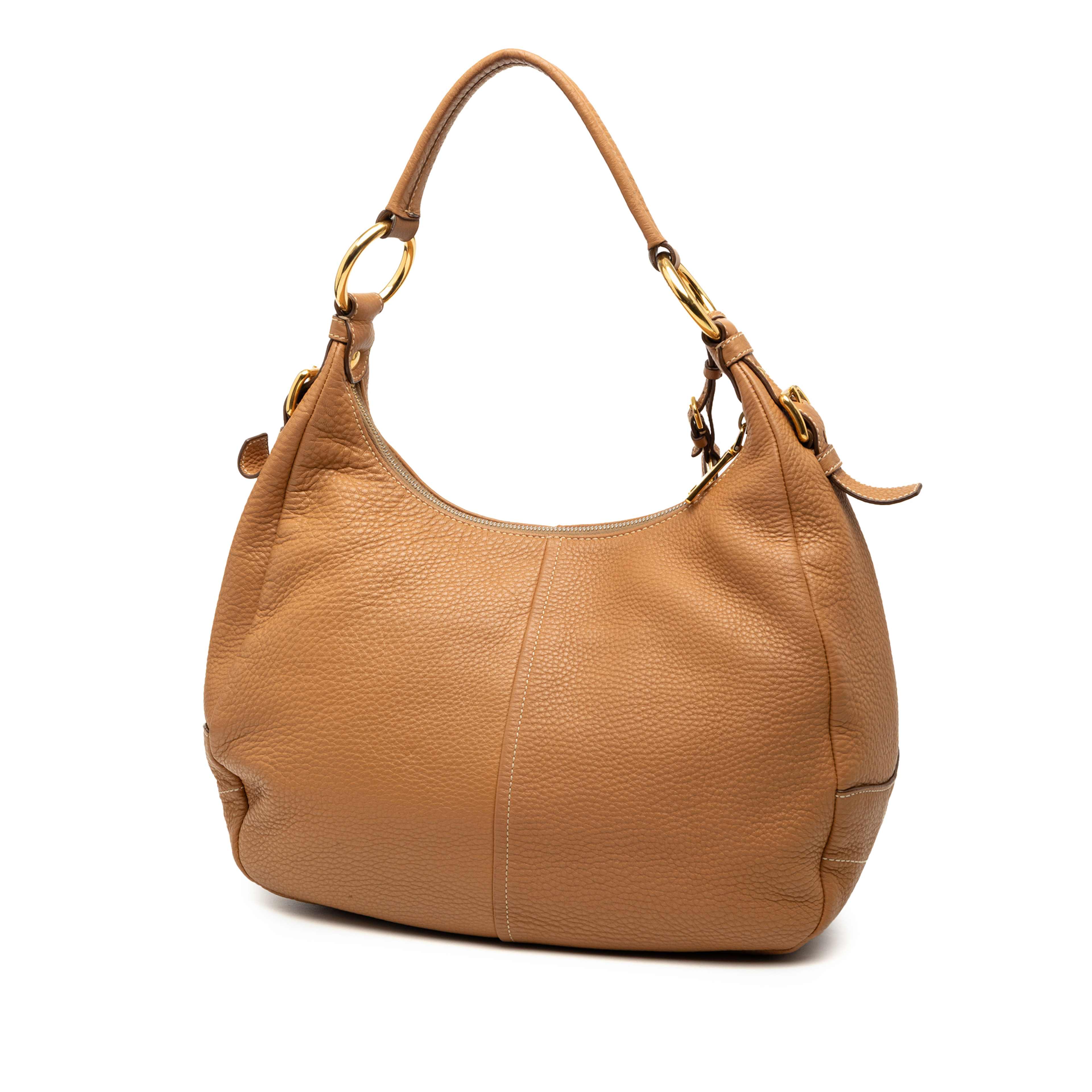 Prada Vitello Daino Shoulder Bag, från Luxclusif, i färgen light brown. Klicka för att öppna bilden i stort format