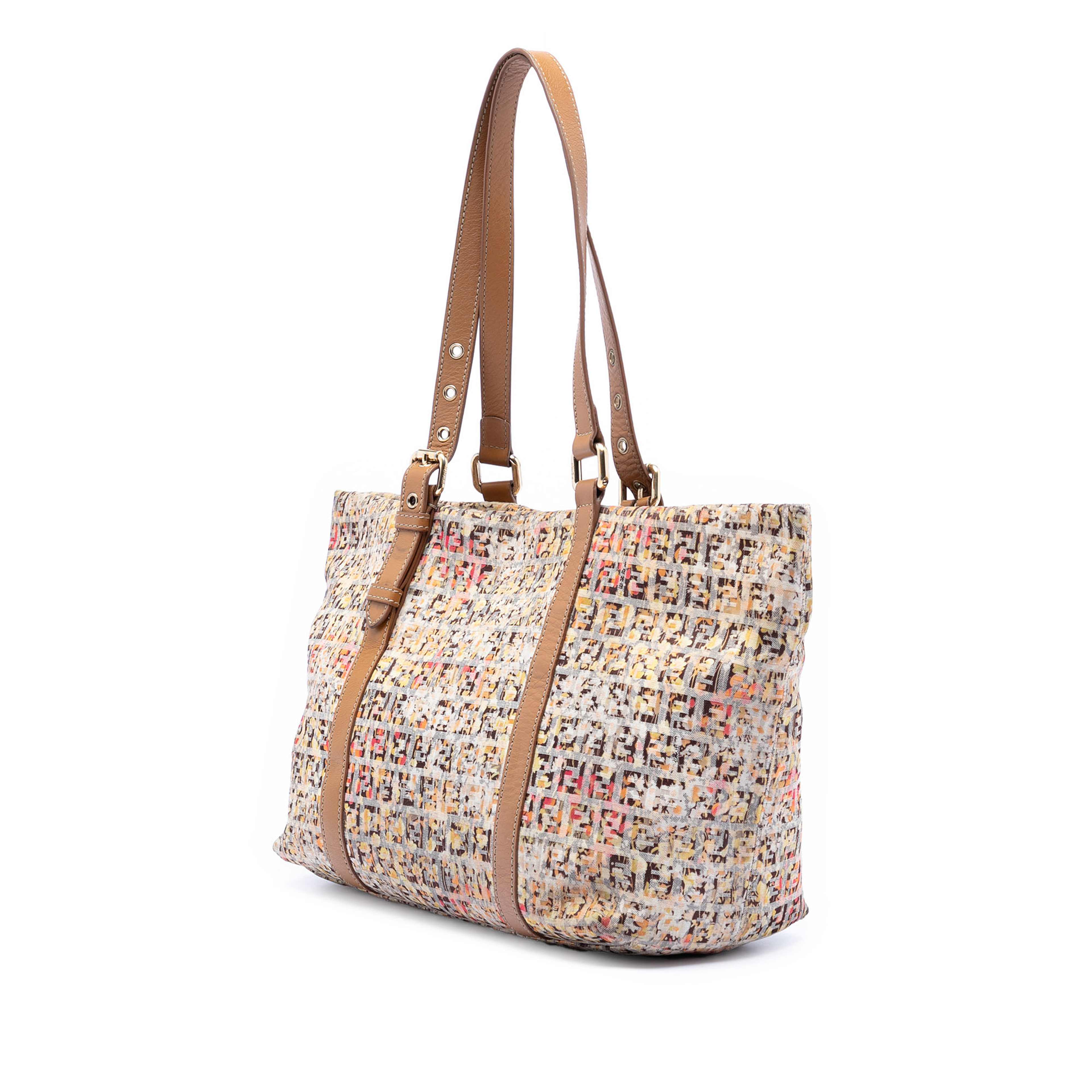 Fendi Zucchino Canvas Floral Superstar Tote, från Luxclusif, i färgen pink. Klicka för att öppna bilden i stort format