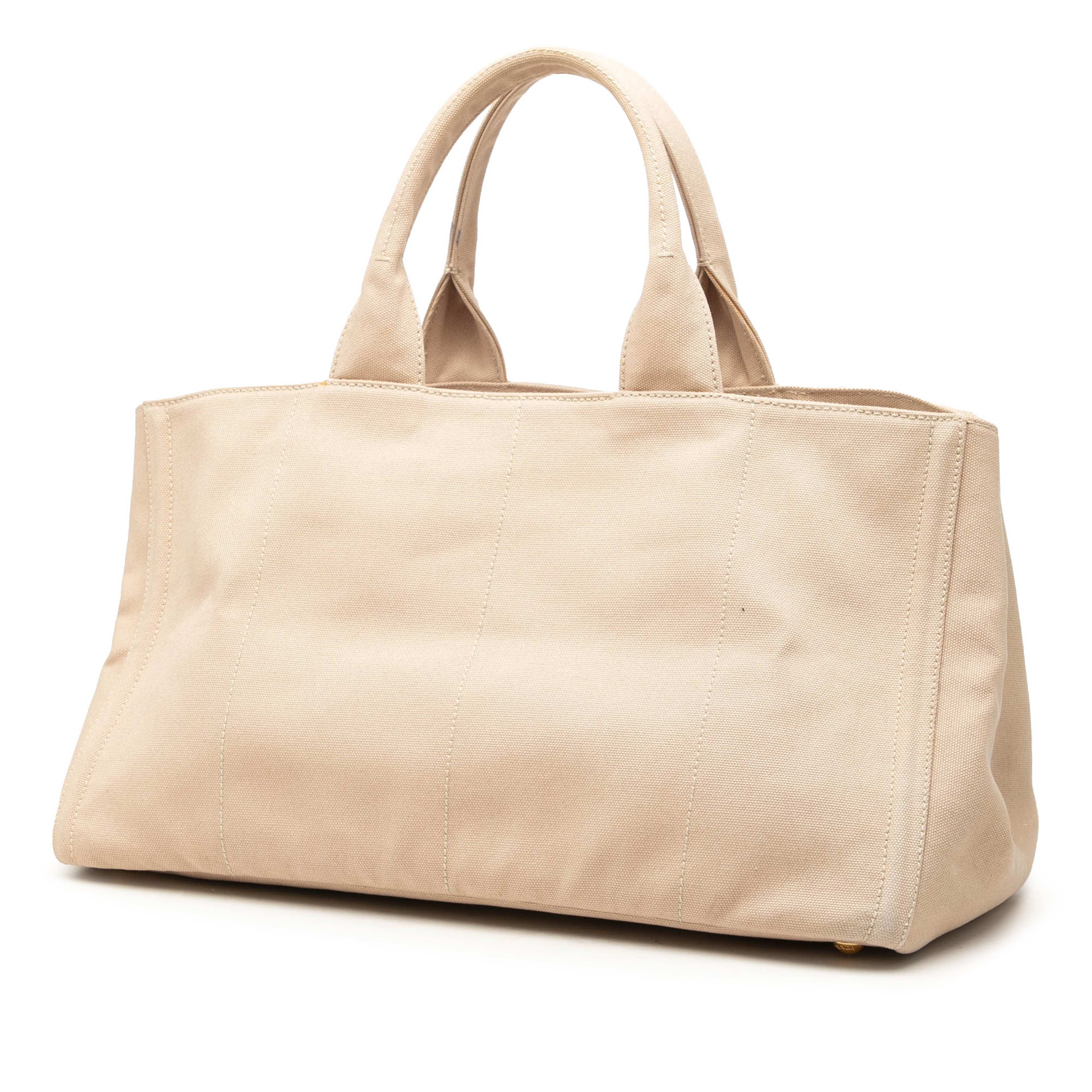 Prada Large Canvas Canapa Bijoux Satchel, från Luxclusif, i färgen beige. Klicka för att öppna bilden i stort format