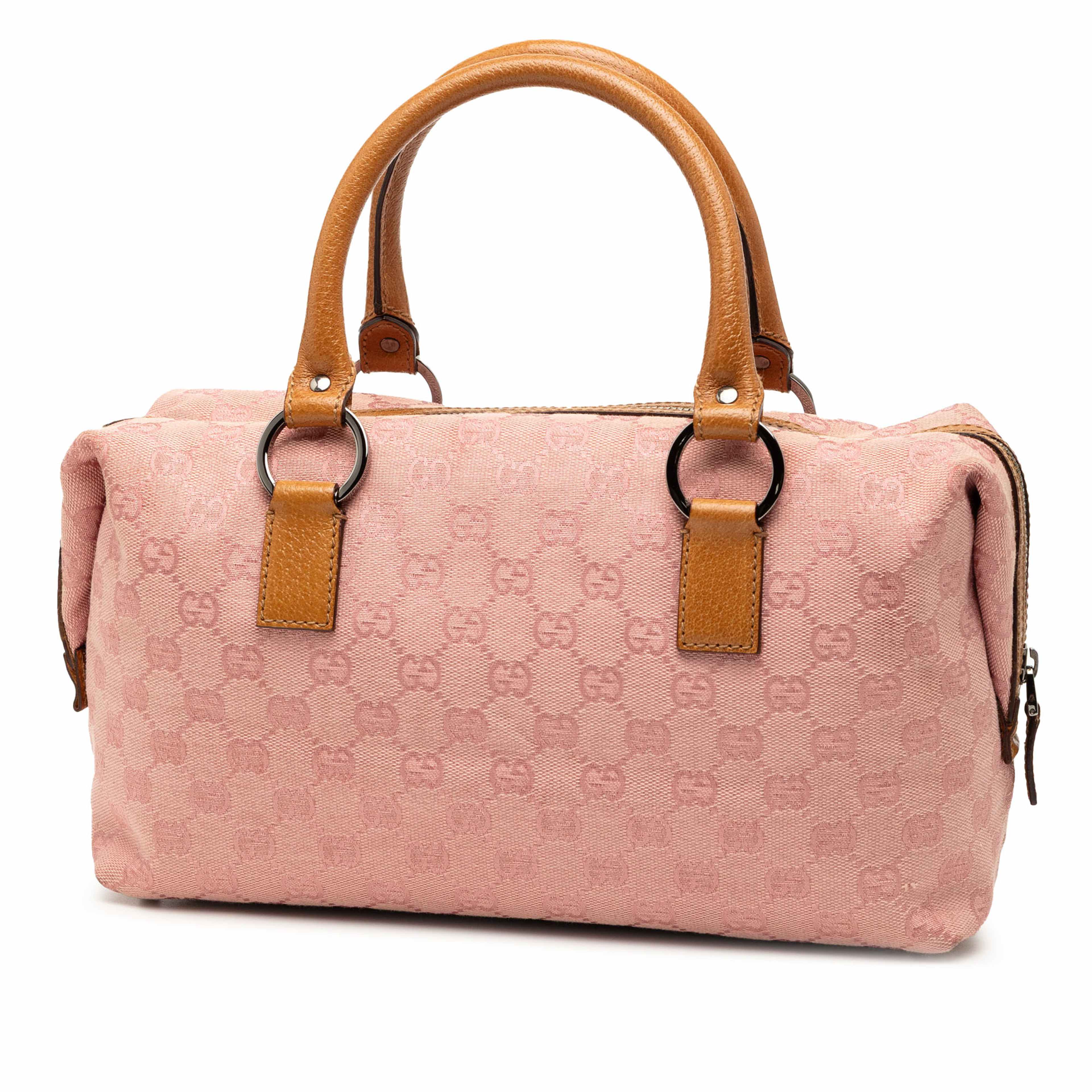 Gucci Gg Canvas Boston Bag, från Luxclusif, i färgen pink. Klicka för att öppna bilden i stort format