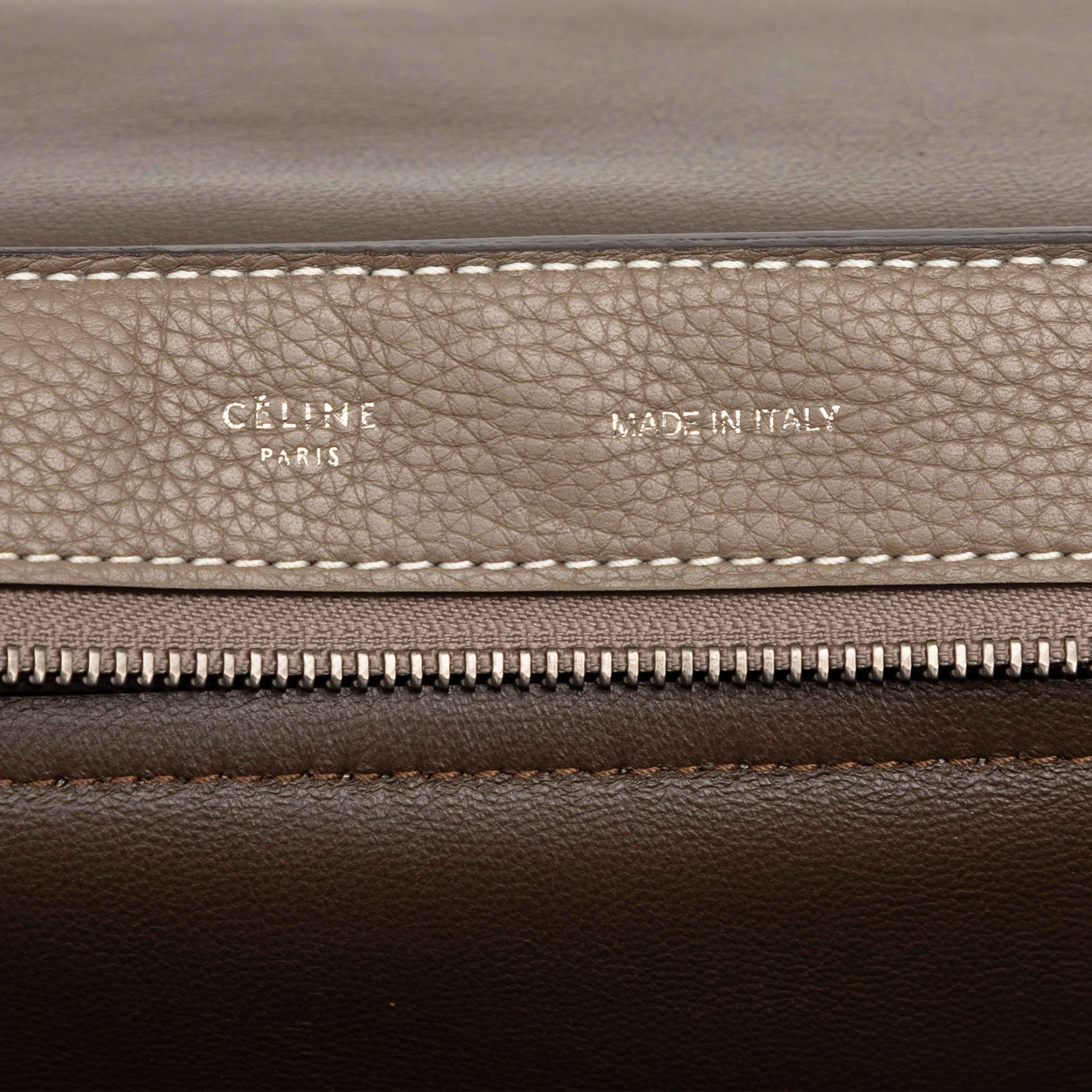 Celine Medium Leather Trapeze Satchel, från Luxclusif, i färgen brun. Klicka för att öppna bilden i stort format
