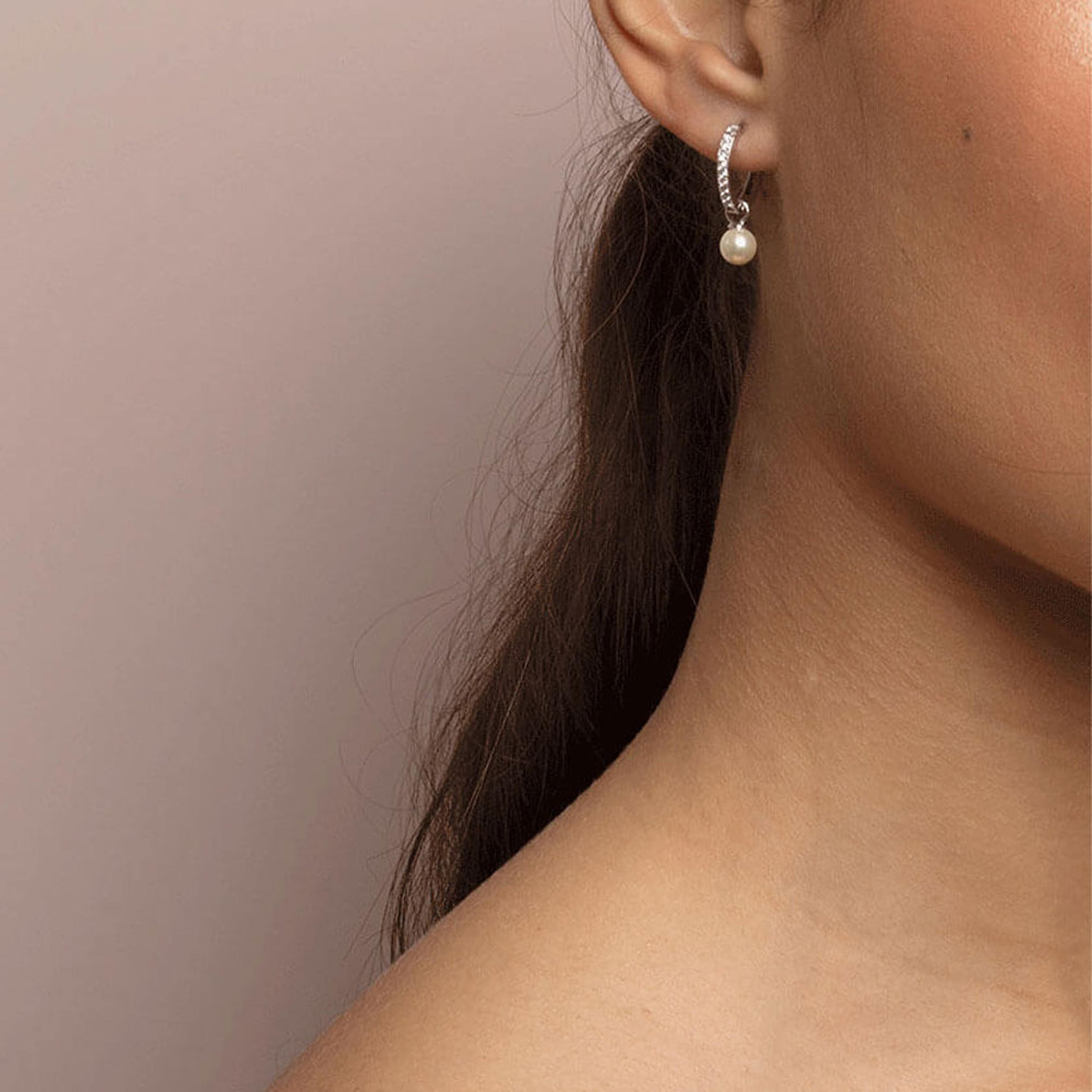 Petite Kennedy Hoops Earrings Ivory Pearl