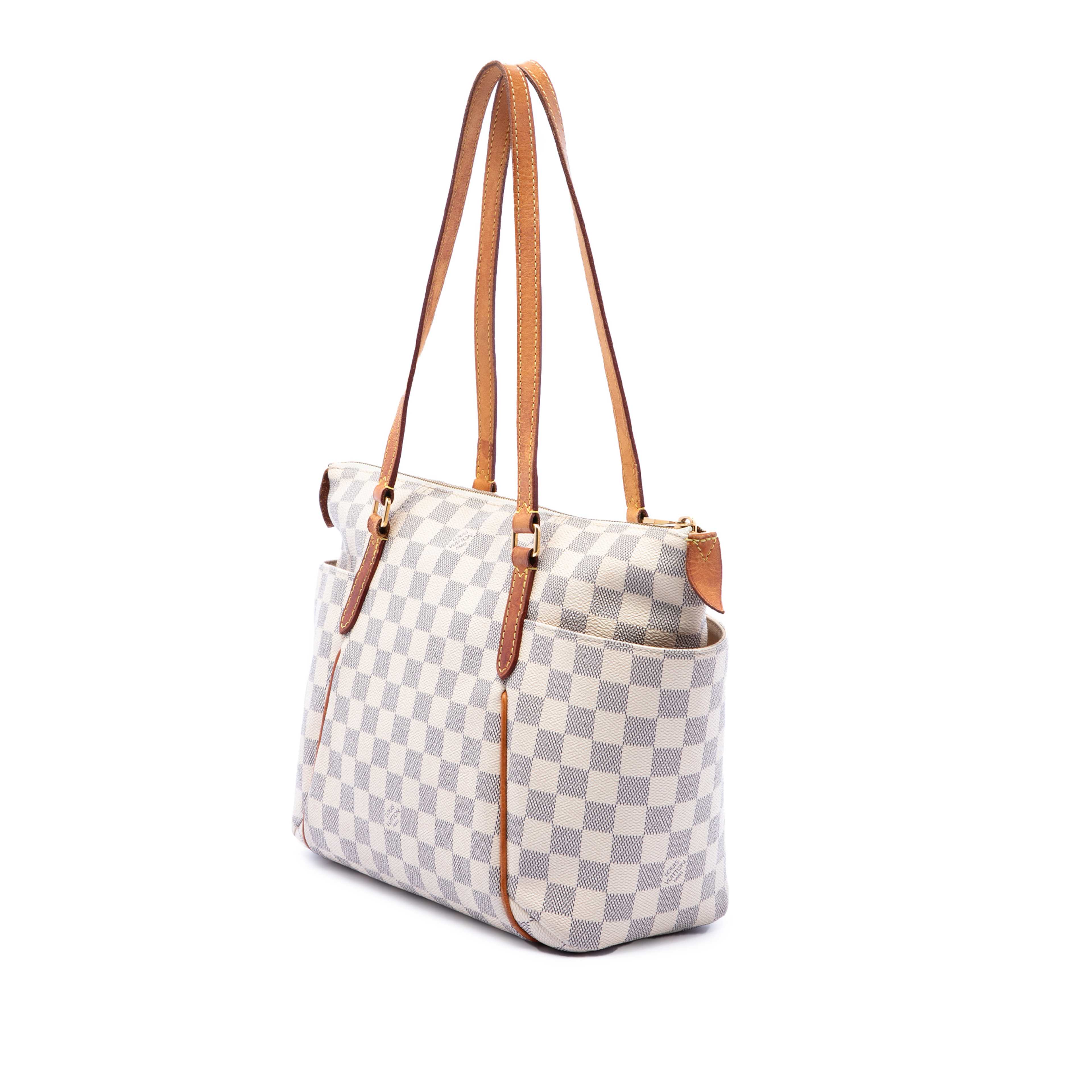 Louis Vuitton Damier Azur Totally Pm, från Luxclusif, i färgen vit. Klicka för att öppna bilden i stort format
