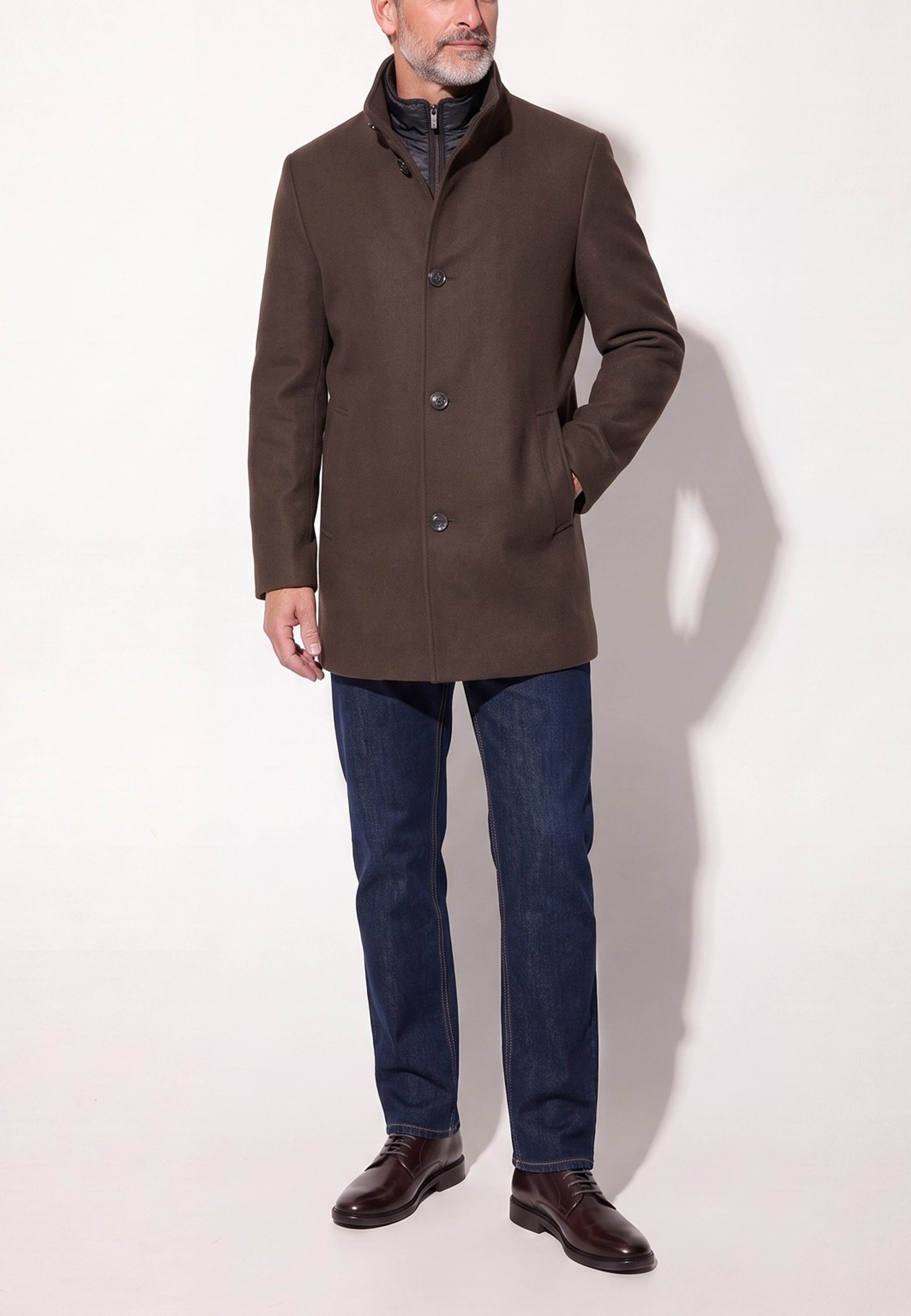 Berkley Coat, från Saki, i färgen greybrown melange. Klicka för att öppna bilden i stort format