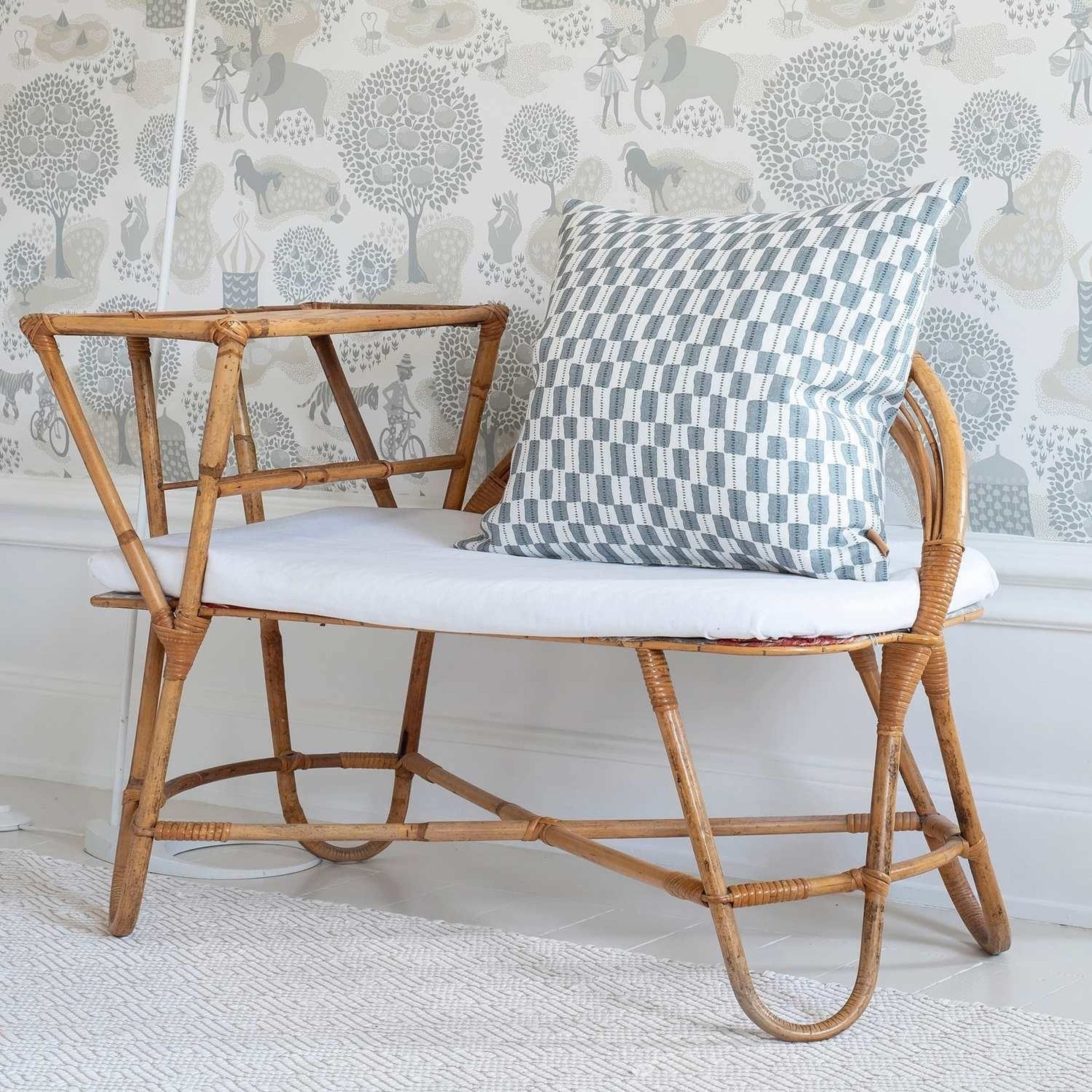 Kuddfodral Linne 50x50cm - Gustav - White/dusty Blue