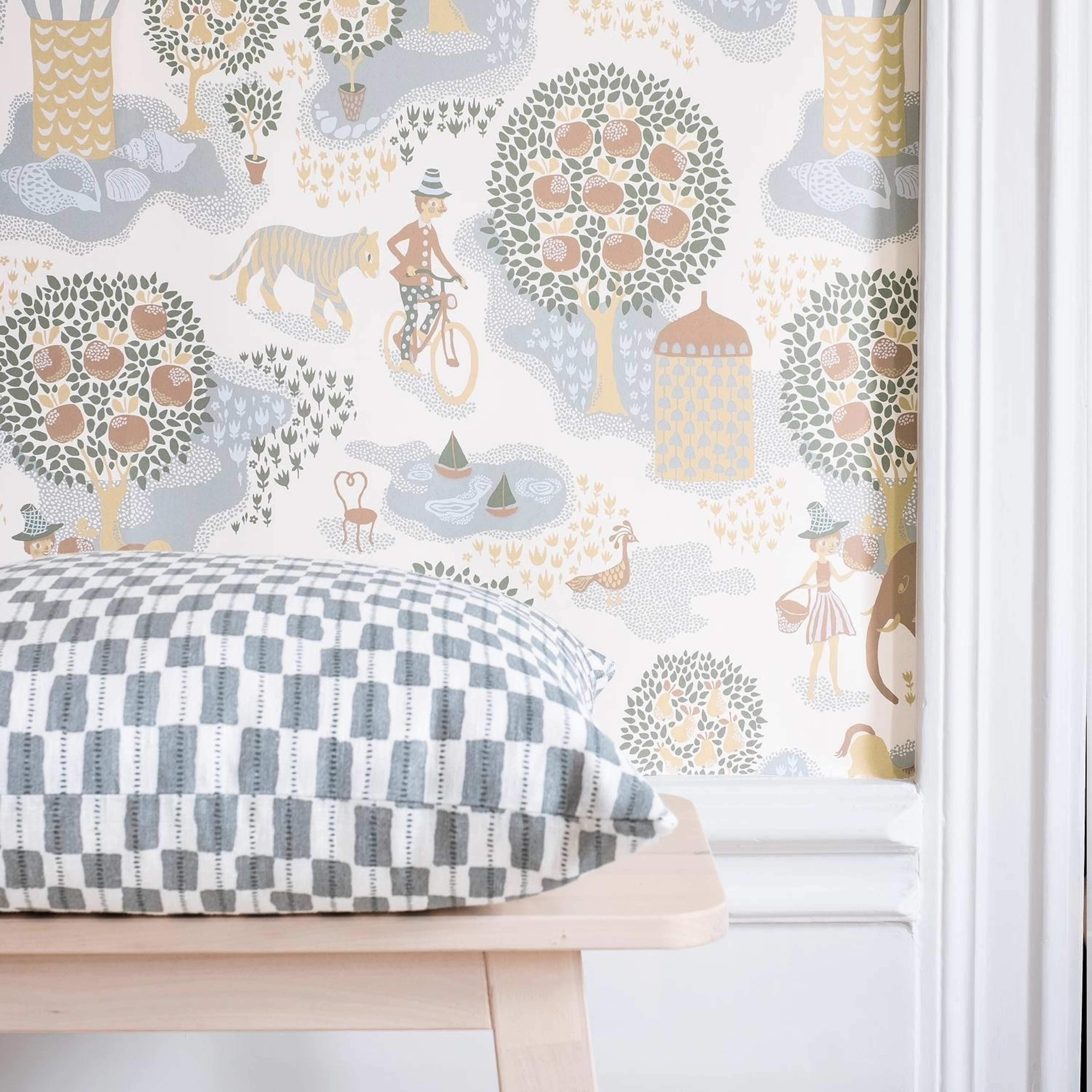 Kuddfodral Linne 50x50cm - Gustav - White/dusty Blue