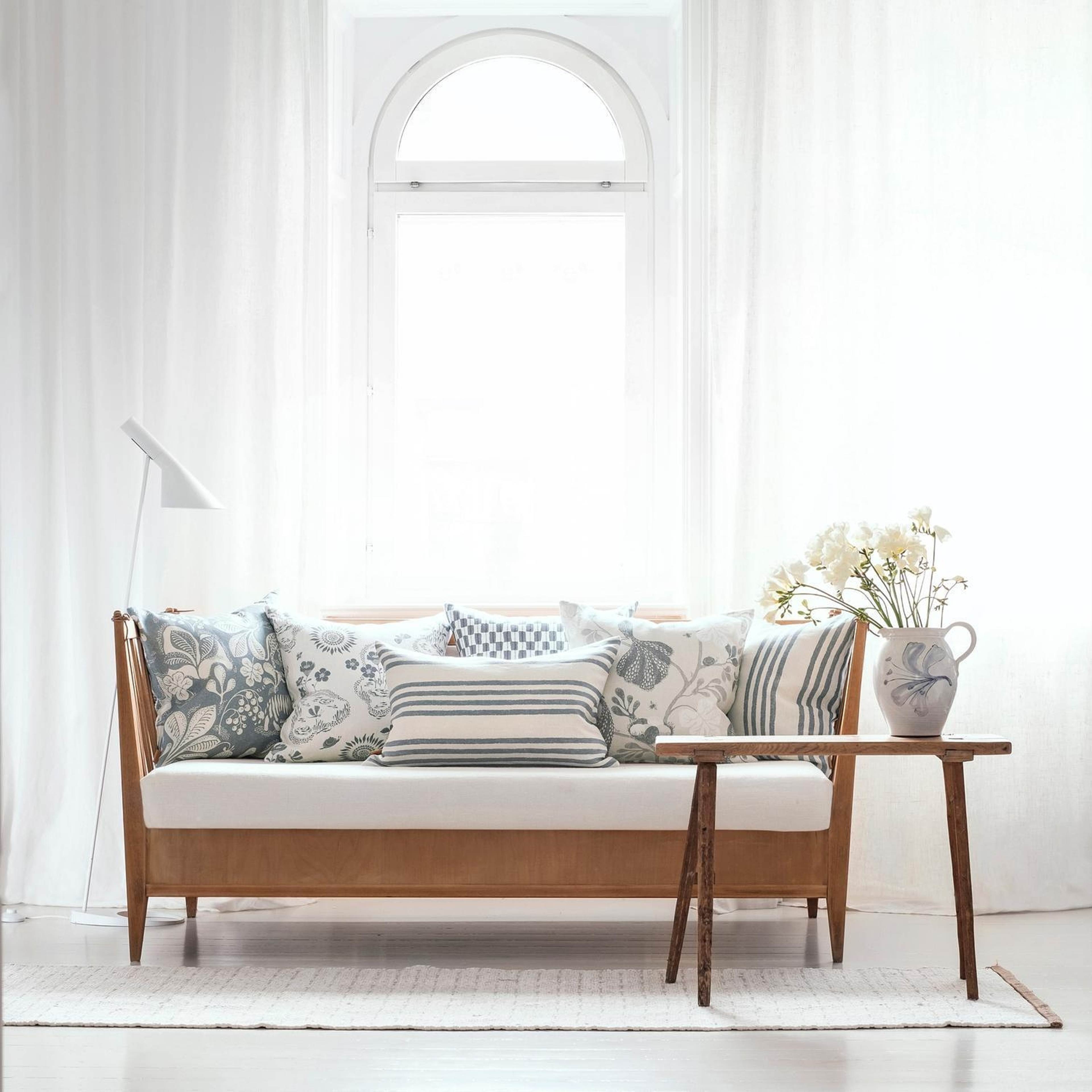 Kuddfodral Linne 50x50cm - Gustav - White/dusty Blue