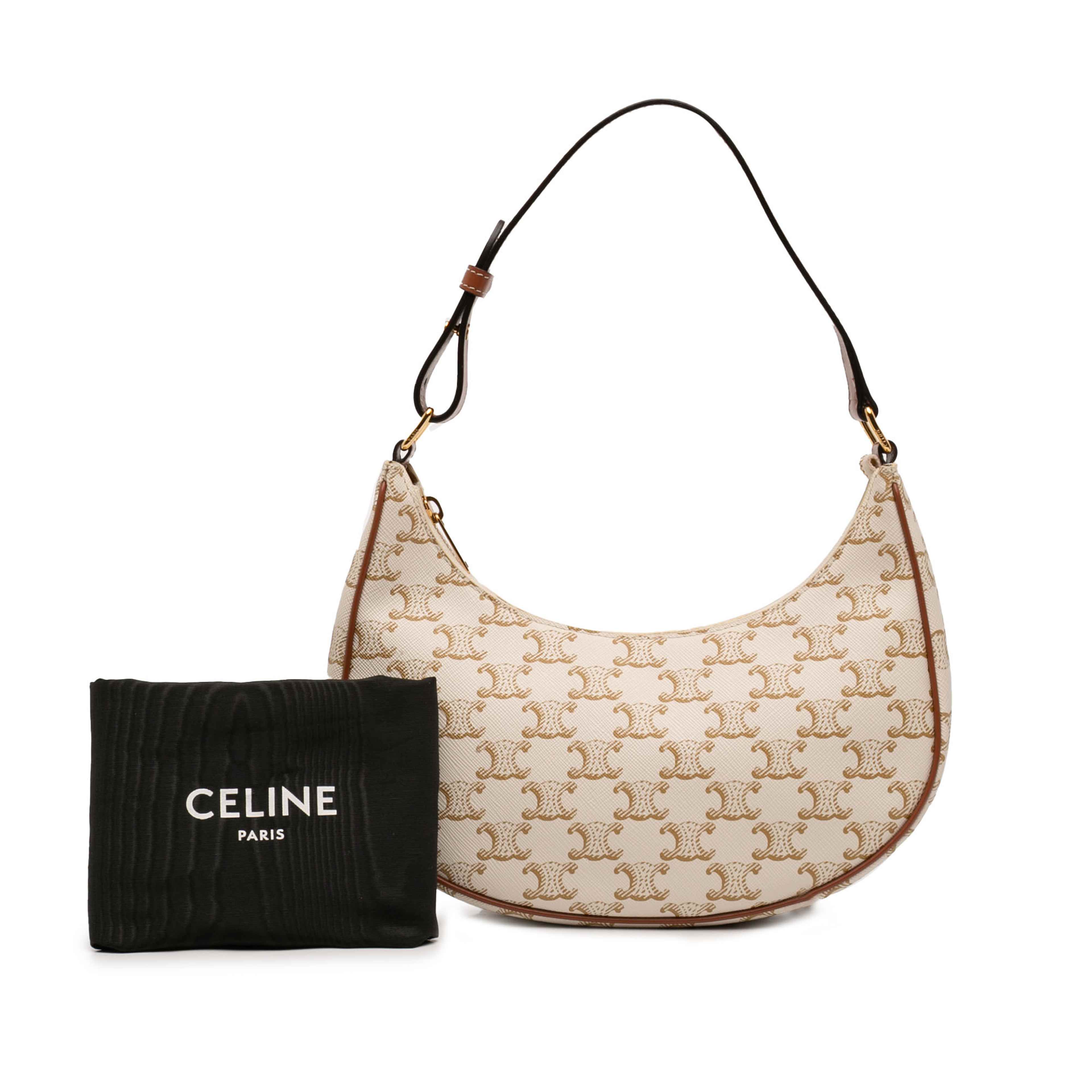 Celine Triomphe Coated Canvas Ava Shoulder Bag, från Luxclusif, i färgen brun. Klicka för att öppna bilden i stort format