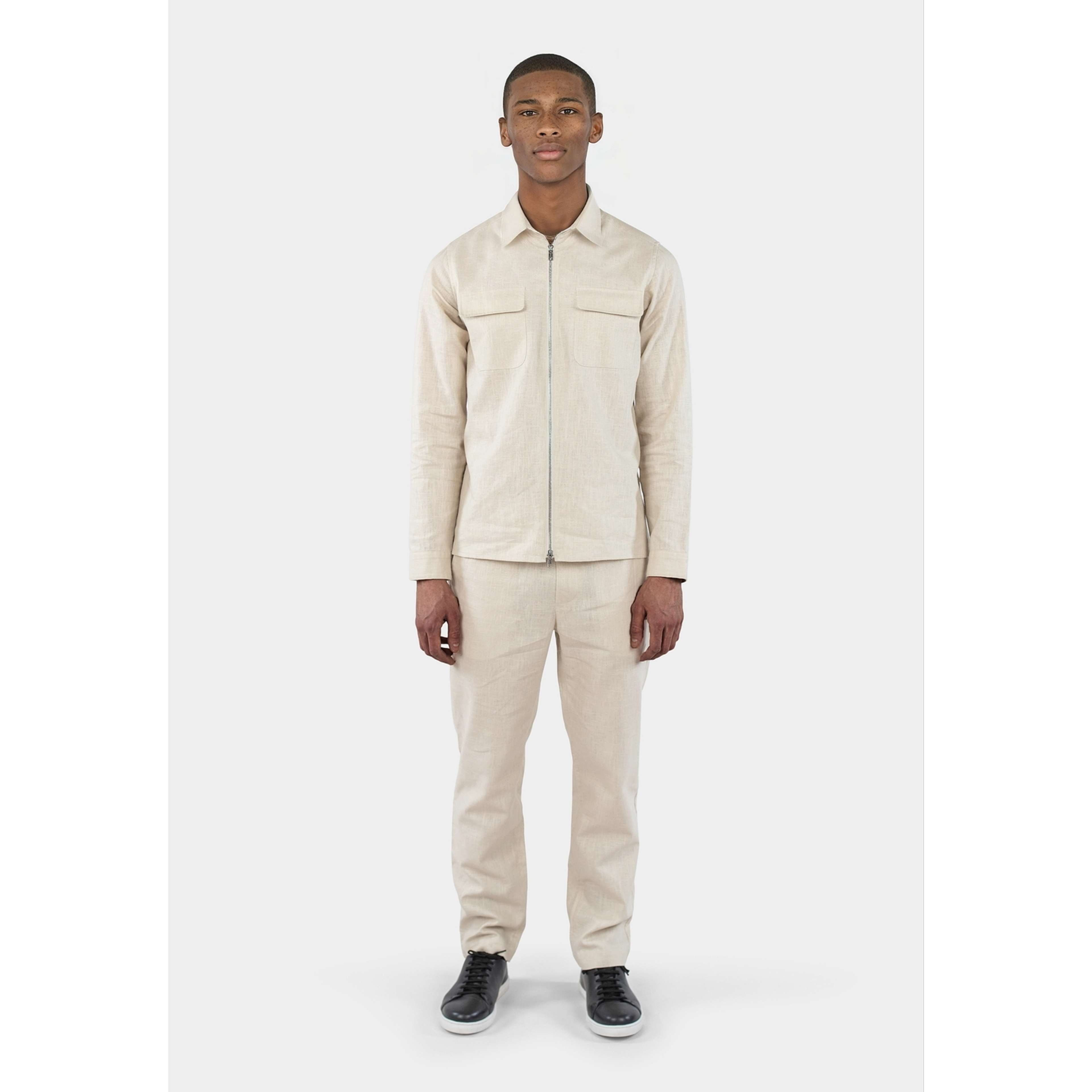 Quincy Linneovershirt Zip - Beige