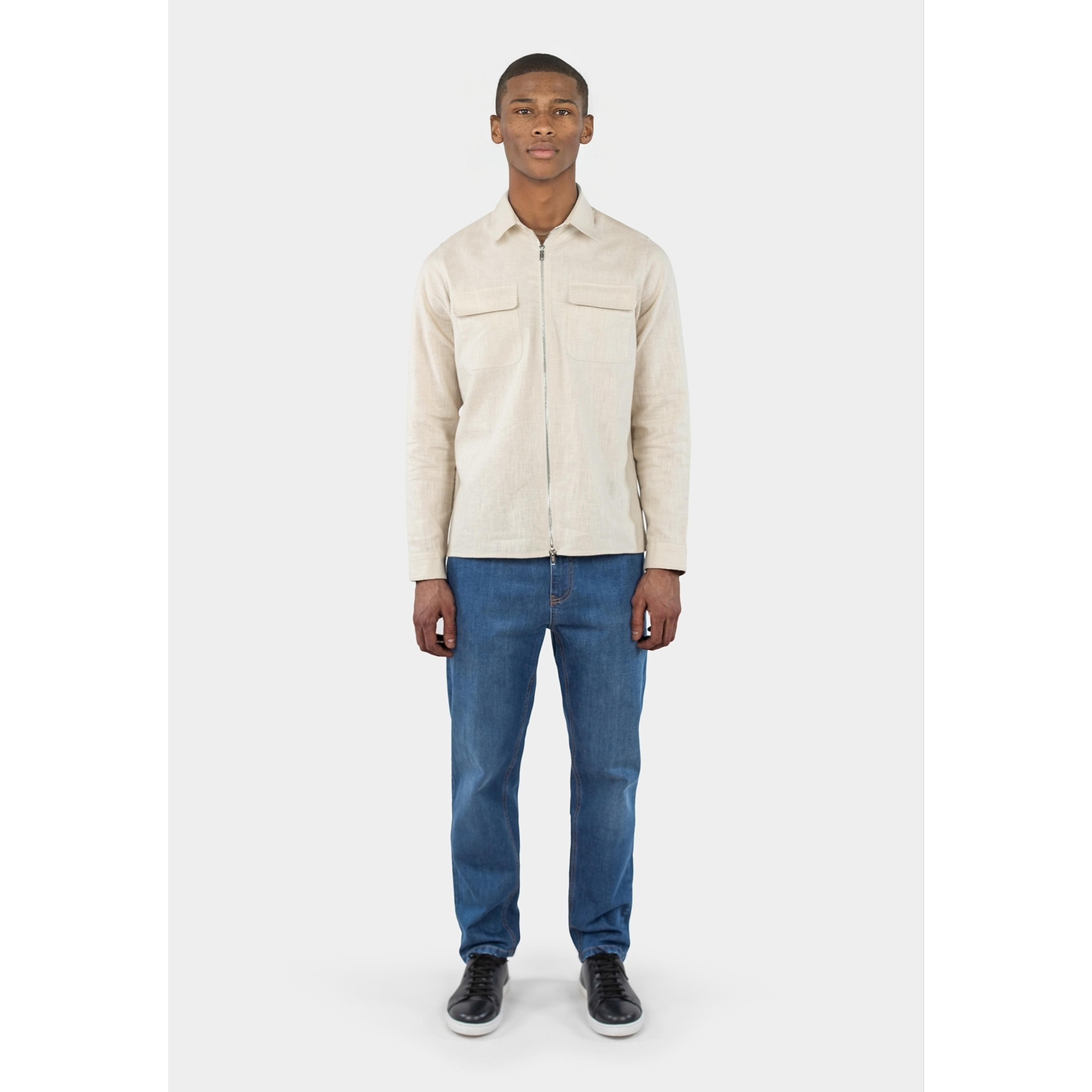Quincy Linneovershirt Zip - Beige