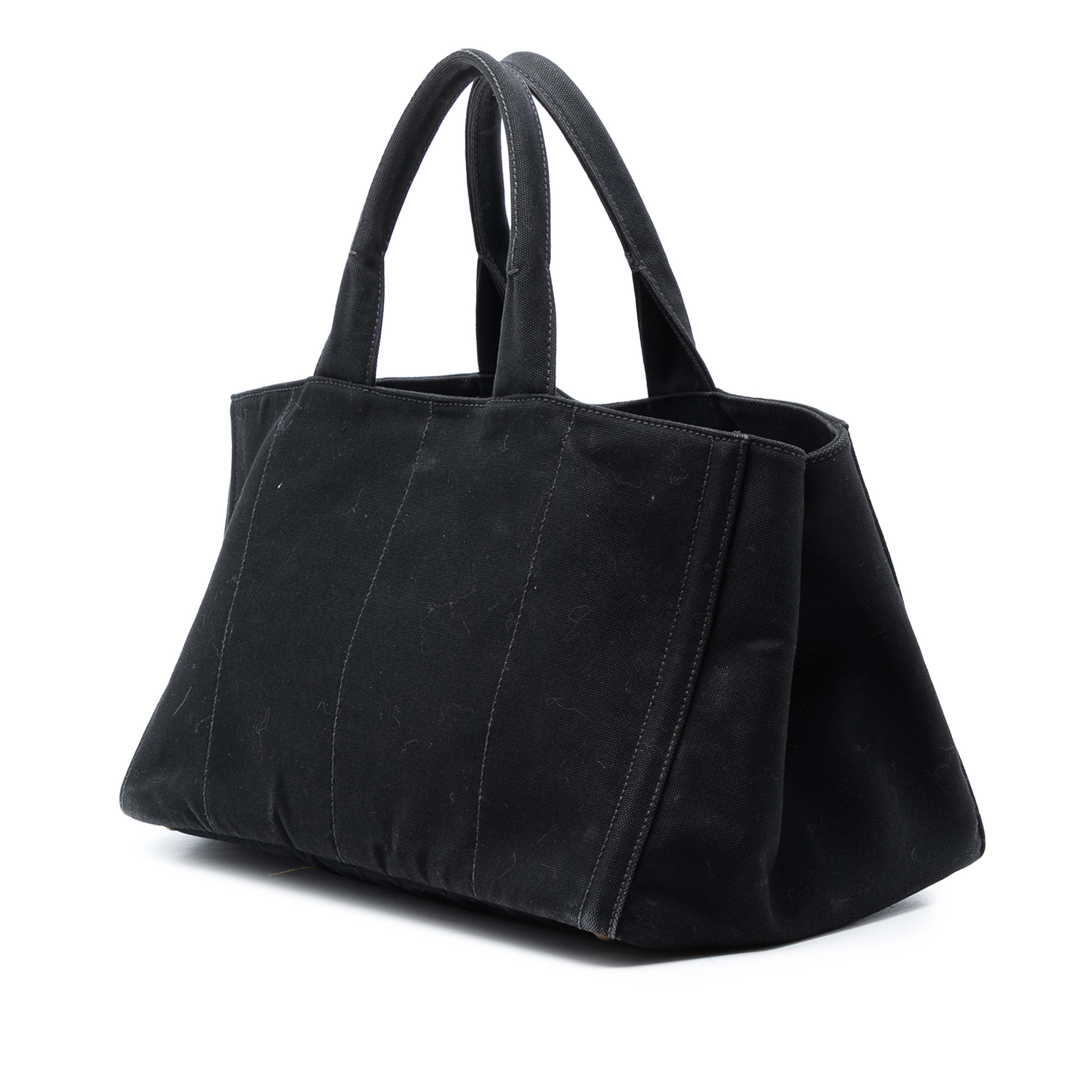 Prada Large Canvas Canapa Bijoux Satchel, från Luxclusif, i färgen black. Klicka för att öppna bilden i stort format