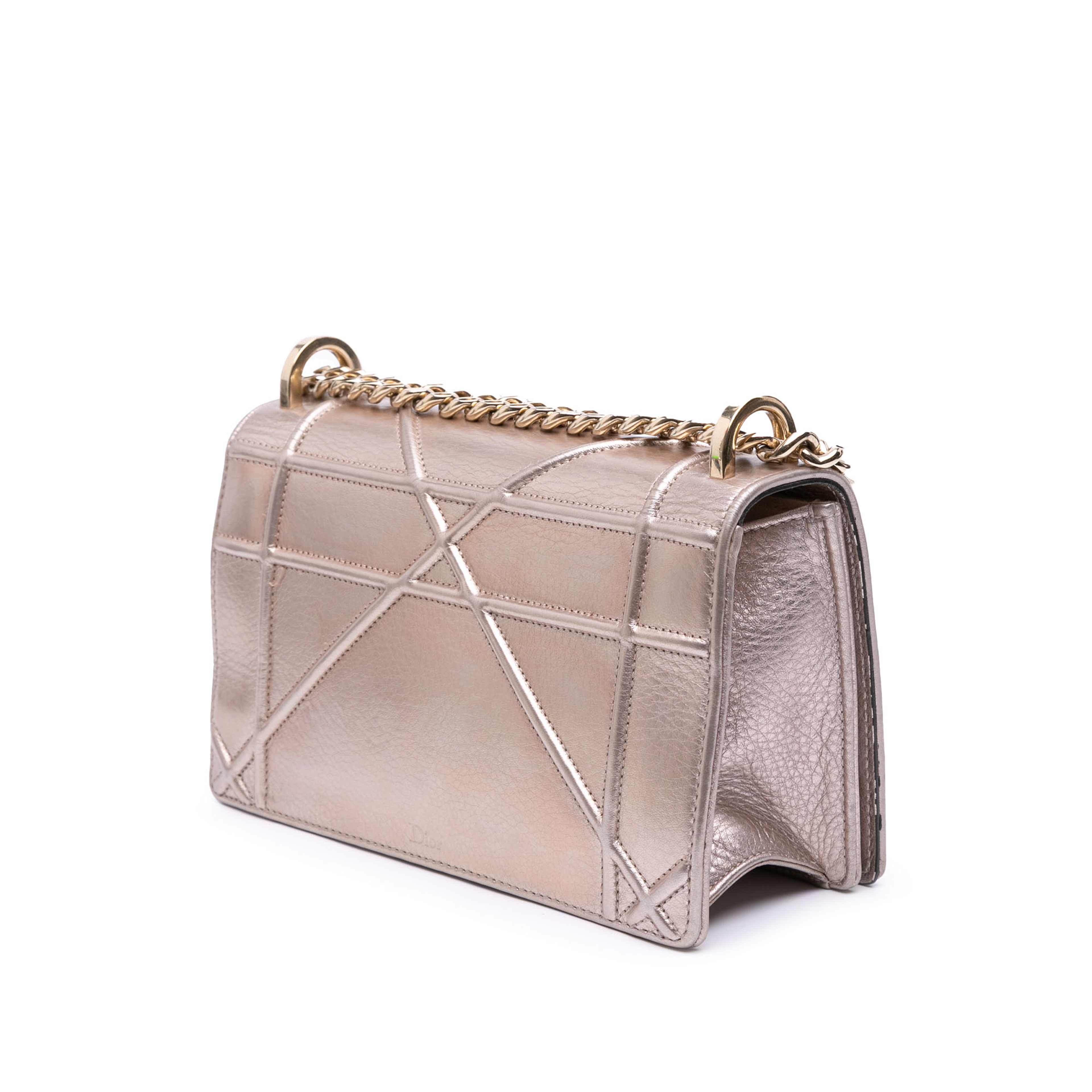 Dior Small Metallic Grained Calfskin Diorama Flap