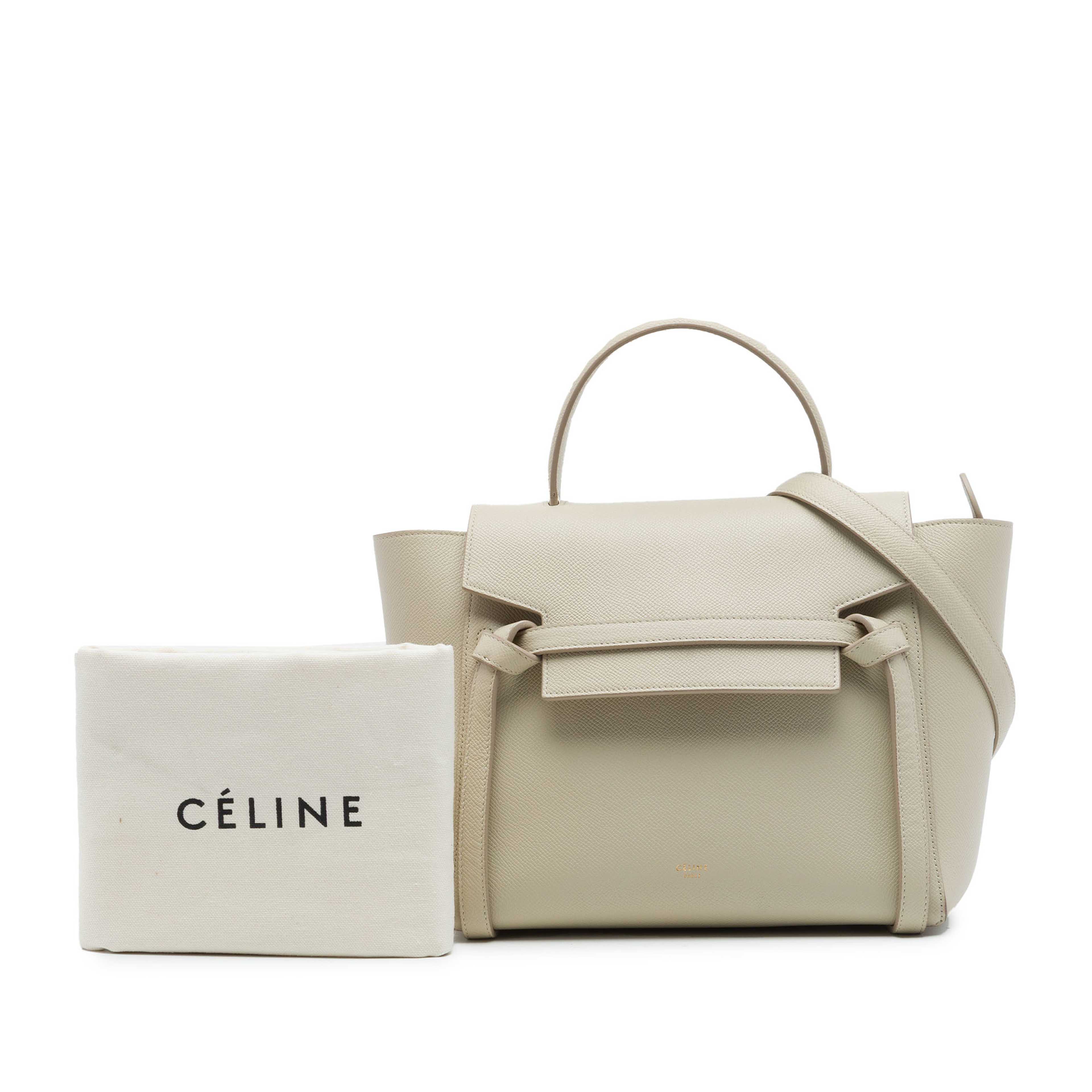 Celine Micro Grained Calfskin Belt Bag, från Luxclusif, i färgen beige. Klicka för att öppna bilden i stort format