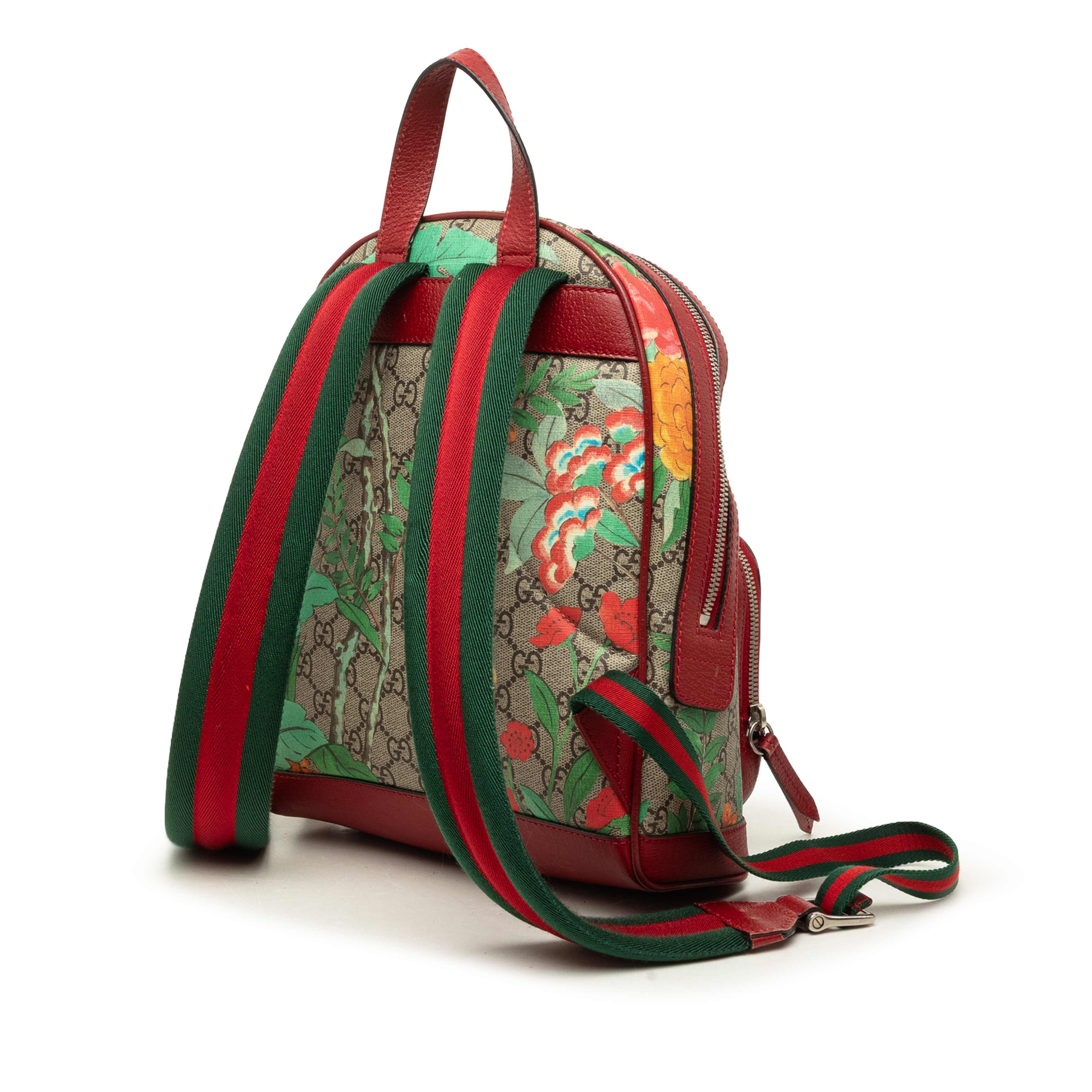 Gucci Small Gg Supreme Web Tian Backpack, från Luxclusif, i färgen beige. Klicka för att öppna bilden i stort format